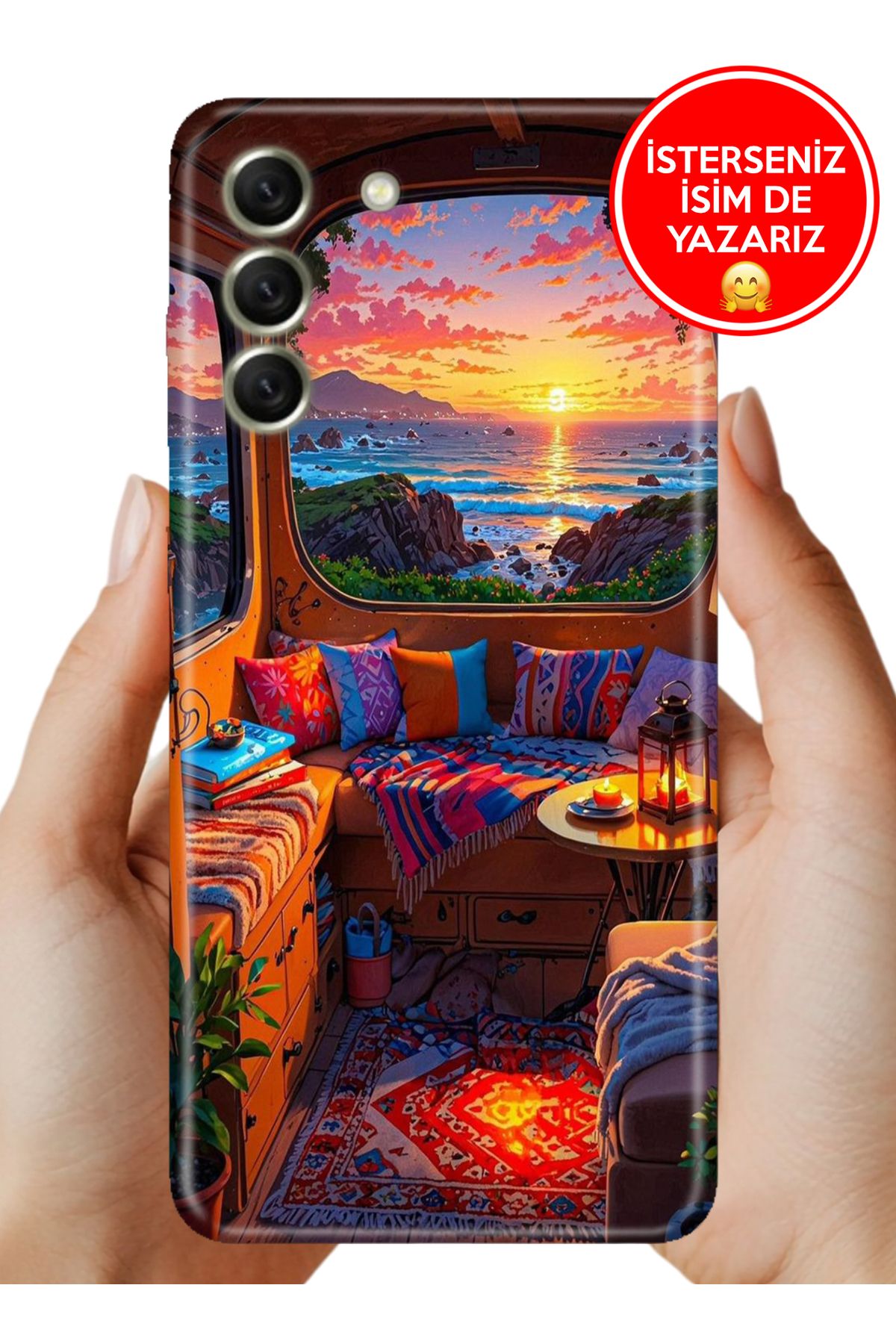 Cekuonline Samsung Galaxy S21 FE Kılıf 0.35 mm Resimli Silikon Karavan