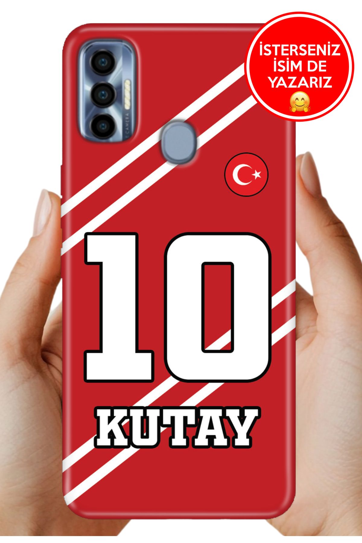 TECNO Spark 7 Pro Kılıf Kişiye Özel İsim Yazılı Forma Tasarım Silikon Çapraz Çizgili