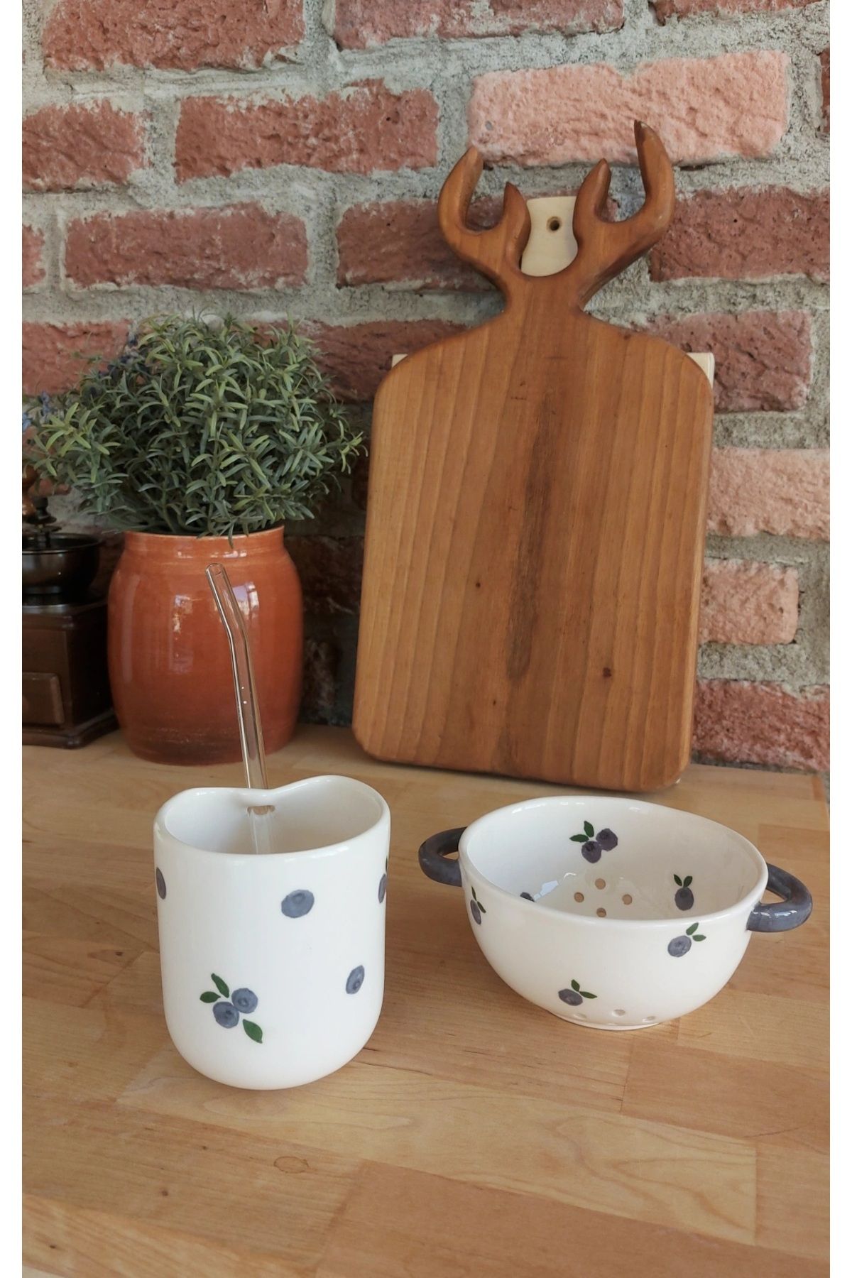 Ohlala Atelier Pipetli Seramik Kupa Süzgeç Seti El Yapımı Fincan Soğuk Kahve Bardağı Handmade Ceramic Ice Latte Mug