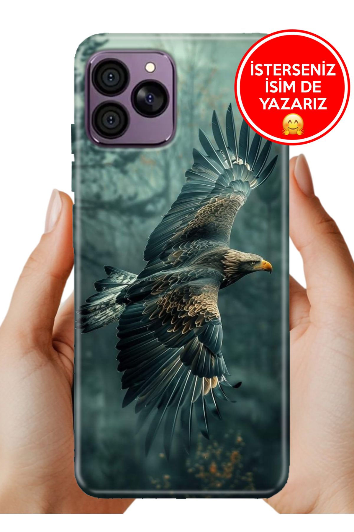 Hikıng A41 Kılıf Desenli Baskılı Kamera Korumalı ZRR Silikon Ürküten Kartal
