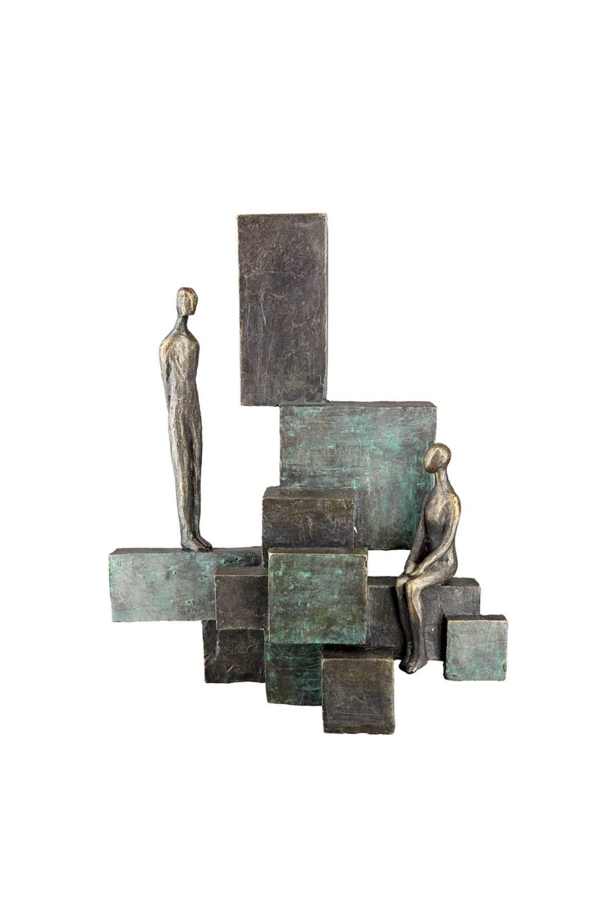 Gilde Gılde Heykel İnsan Motifi Sentetik Reçine Bronz Renkli L.10 Cm W.30 Cm H.24 Cm