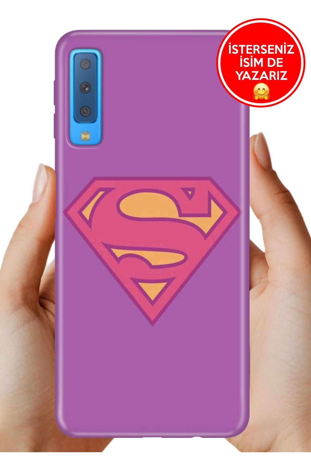 Cekuonline Samsung Galaxy A7 2018 Kılıf Tam Rubber Esnek Silikon Full Koruma Super Woman