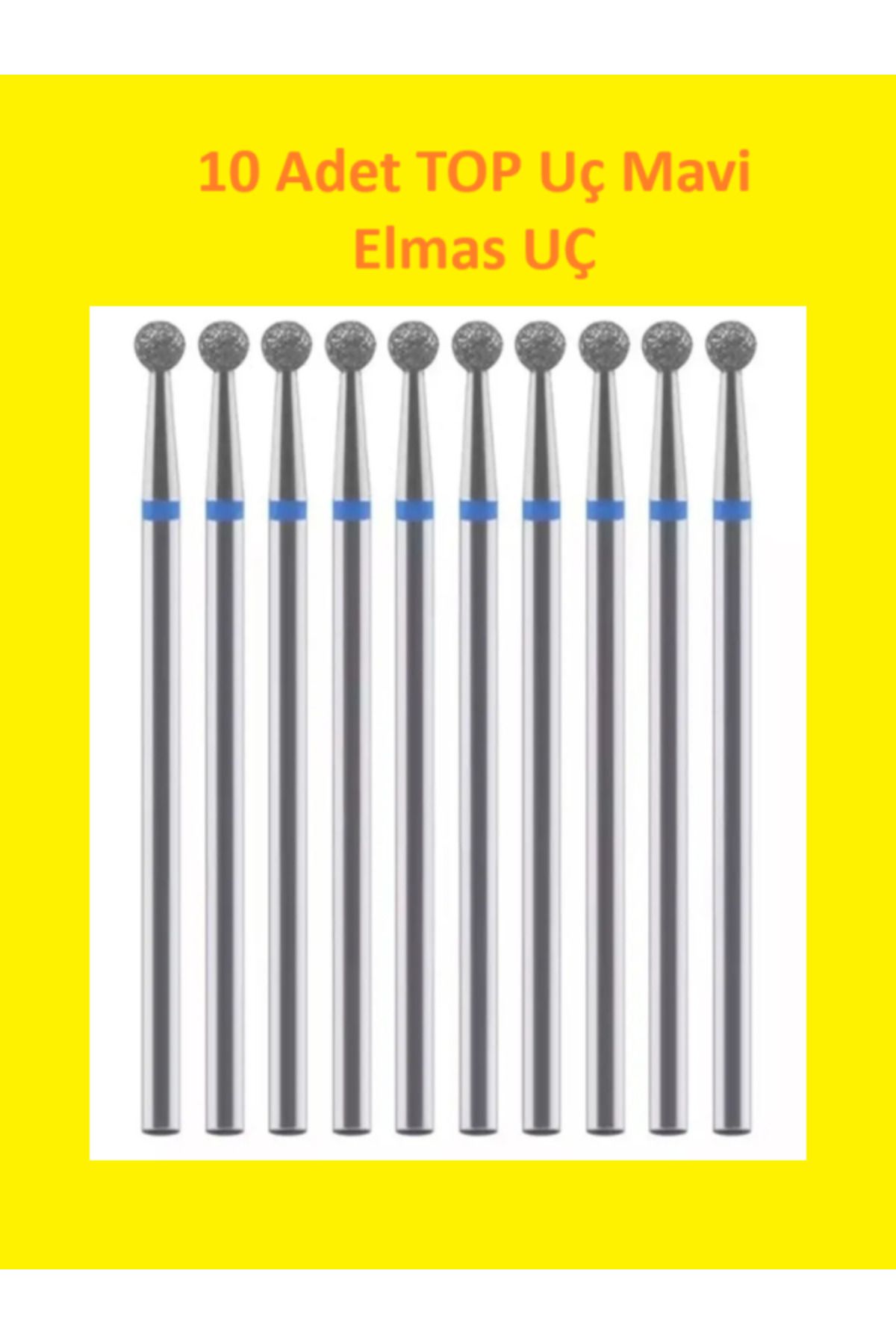 Helios 10 Adet Elmas Kuru Manikür Törpü Makinası Ucu Freze Top Uç Mavi