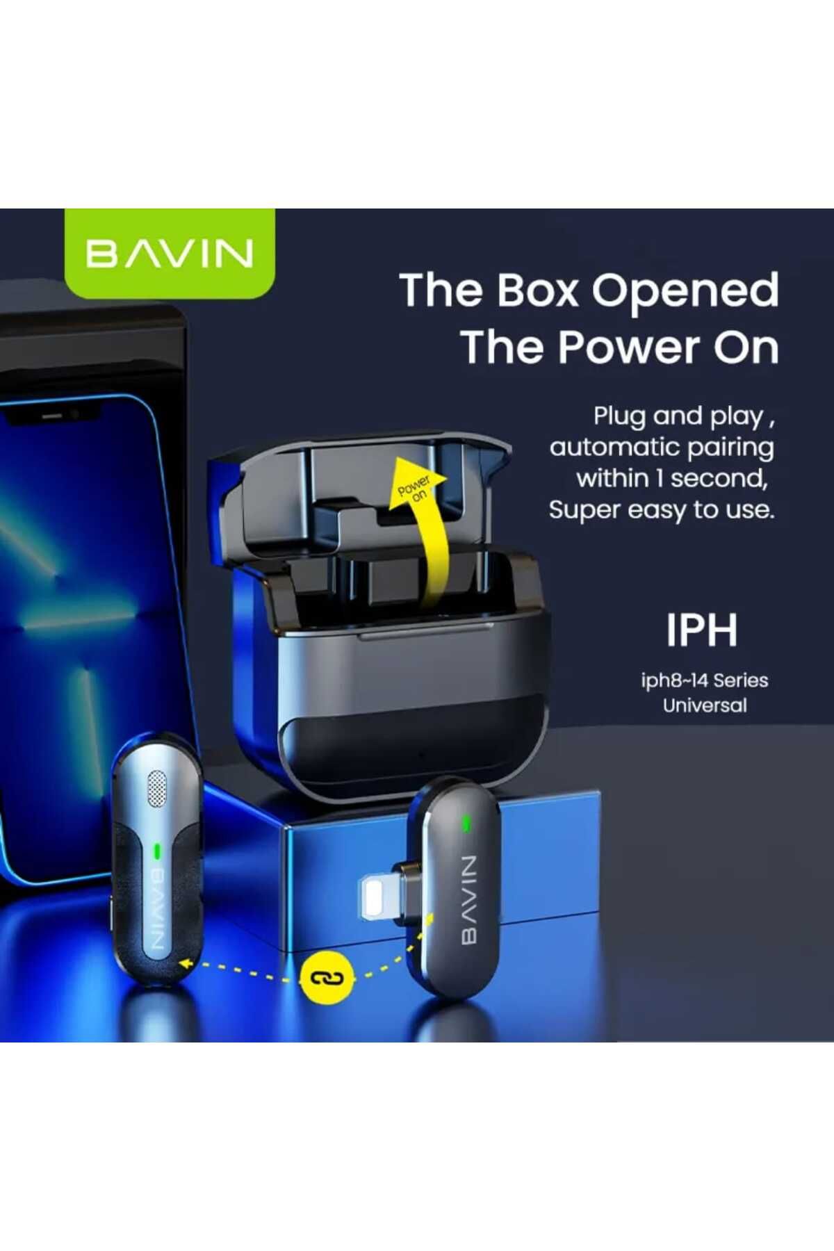 Bavin-Dual Wireless Lavalier Microphone for Audio and Video Recording Compatible with iPhone Black 3