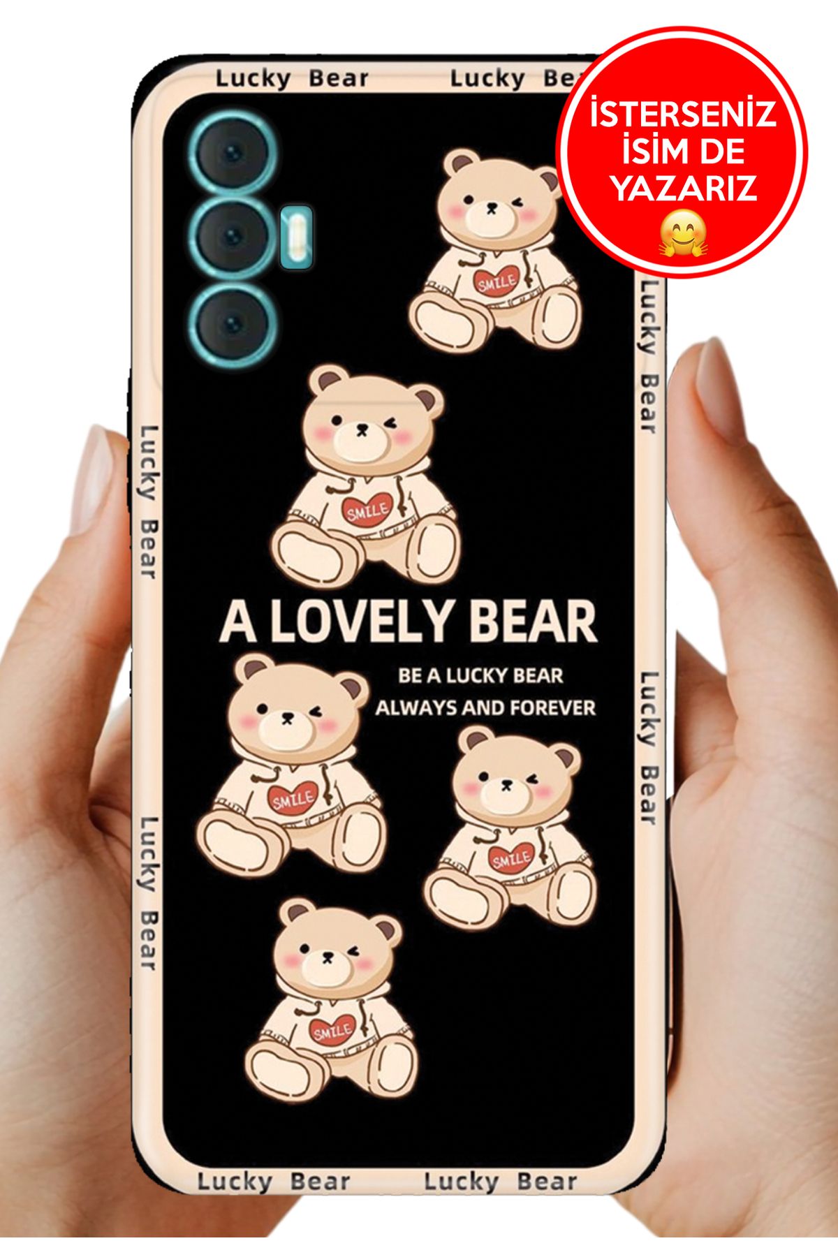 TECNO Spark 8 Pro Kılıf Tam Rubber Esnek Silikon Full Koruma Smile Bear