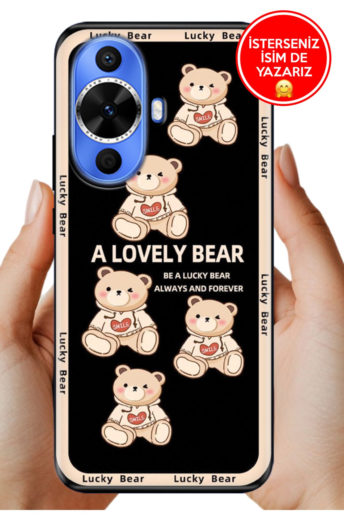 Cekuonline Huawei Nova 12S Kılıf Tam Rubber Esnek Silikon Full Koruma Smile Bear