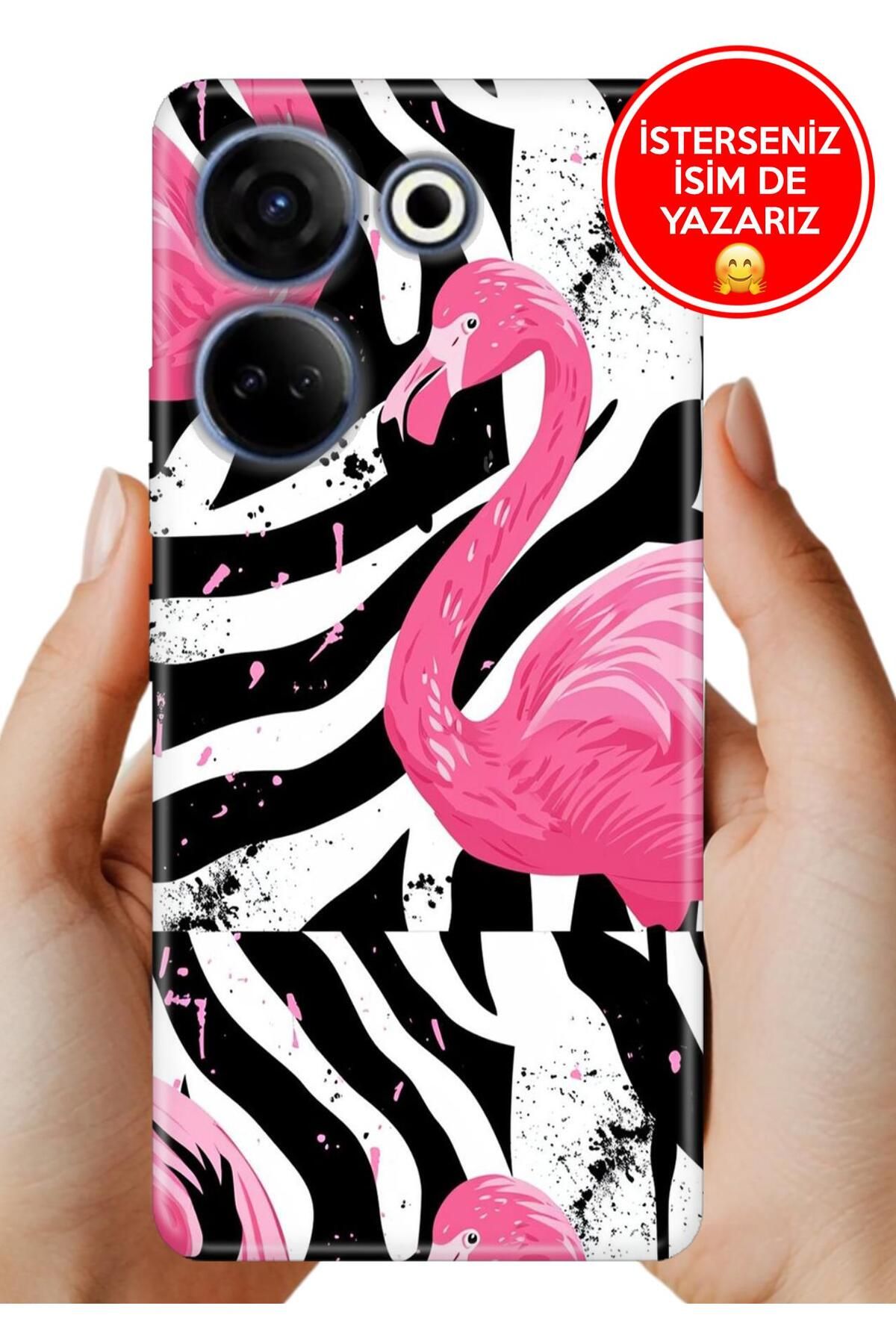 TECNO Camon 20 (CK6n) Kılıf Telefon Kılıfı Tasarım Kapak X Flamingos