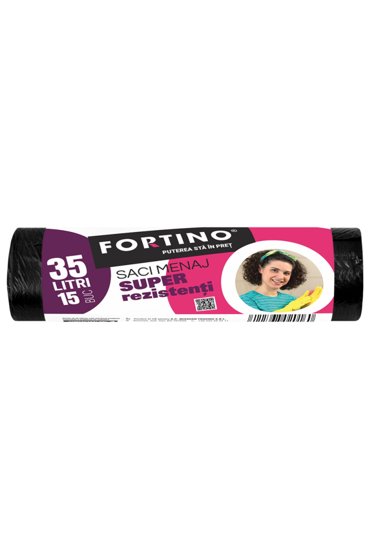 Fortino Saci Menajeri Fortino 35l, 15buc/set, Negru - One Size