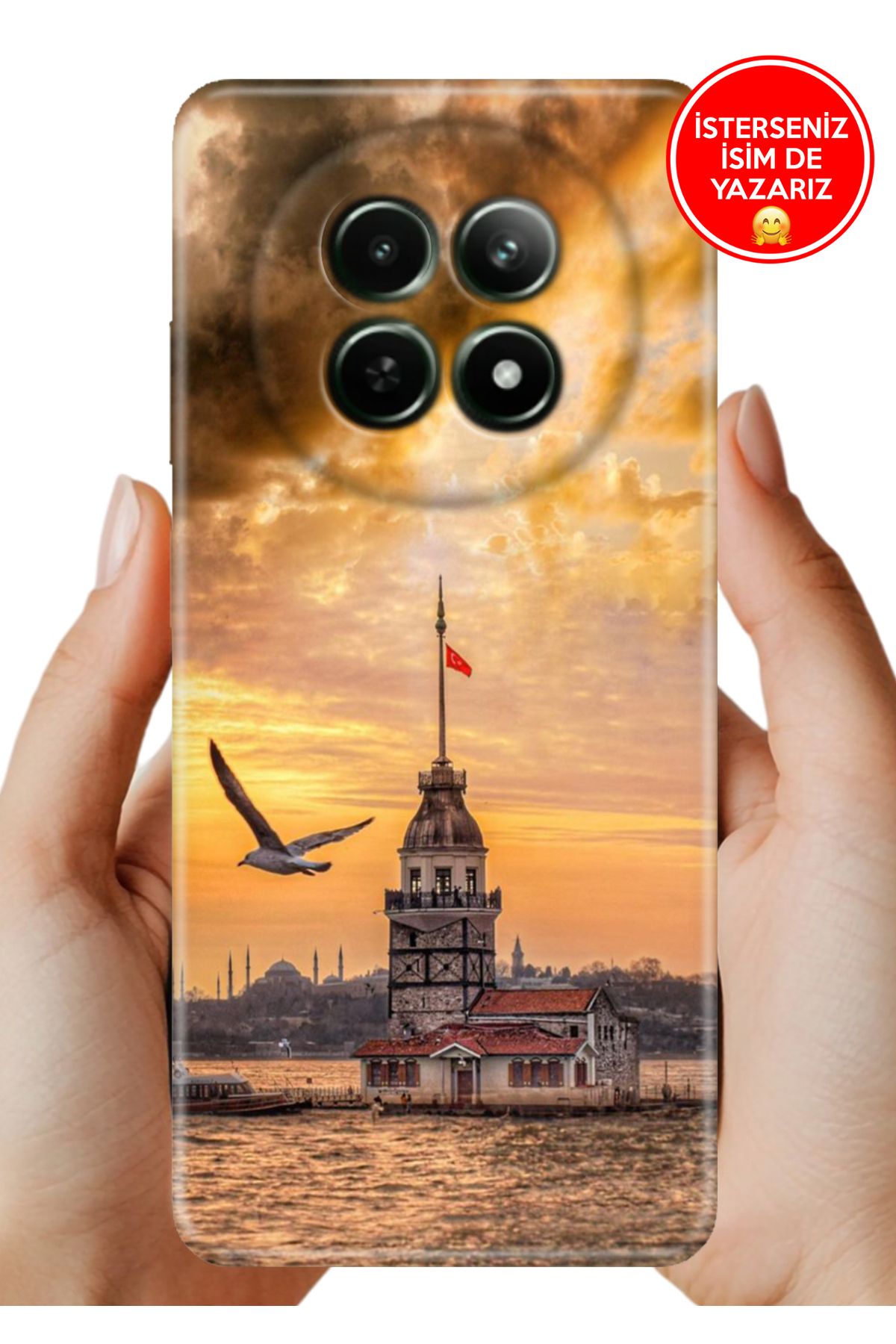 realme 12+ Plus Kılıf Kamera Korumalı Full Desen Arka Silikon Kız Kulesinde