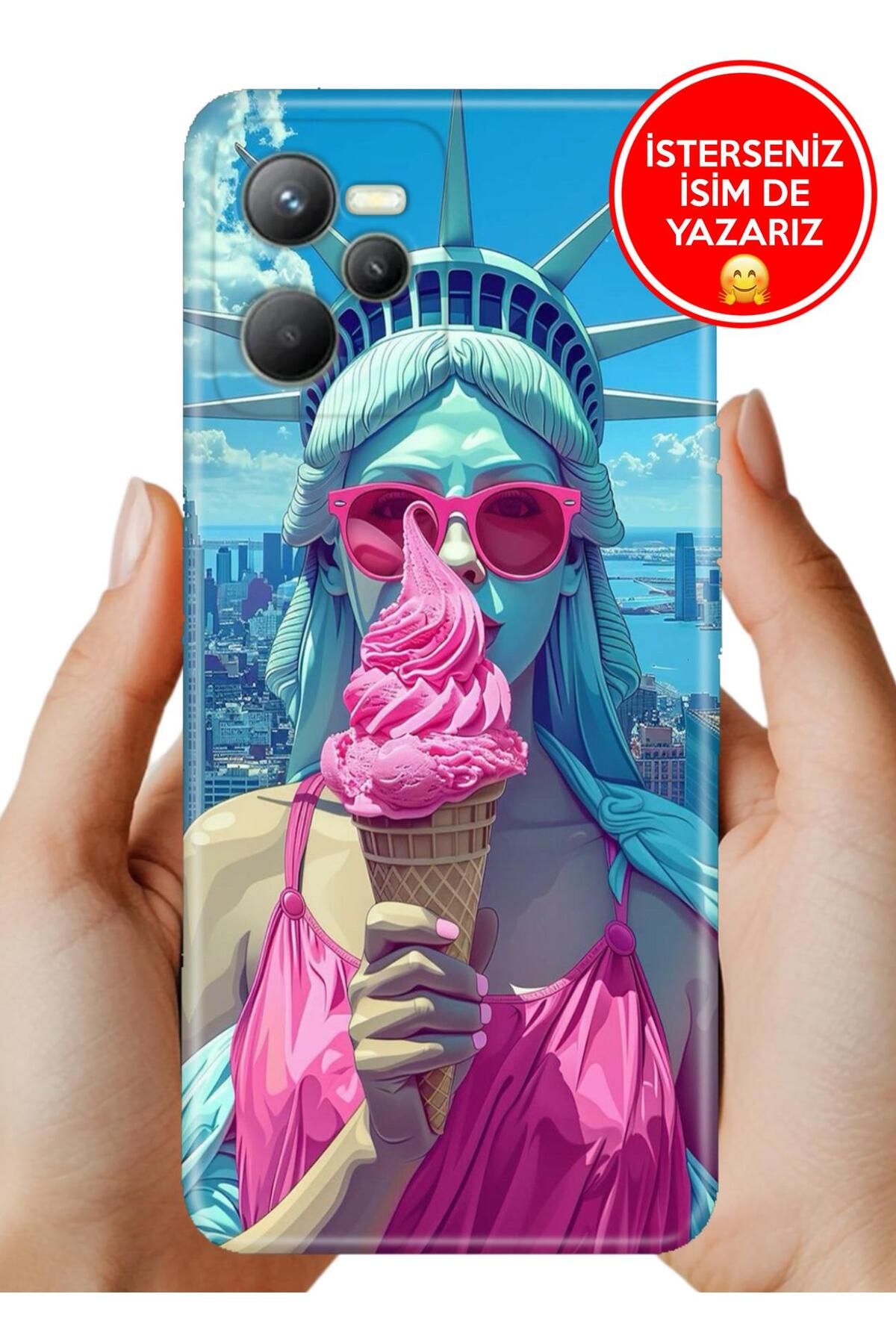 realme C35 Kılıf Desenli Baskılı Kamera Korumalı ZRR Silikon Özgürlük Heykeli