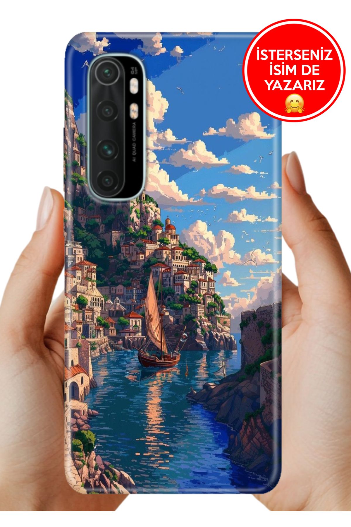 Cekuonline Xiaomi Mi Note 10 Lite Kılıf UvBaskı Özel-Tasarım Silikon Amalfi
