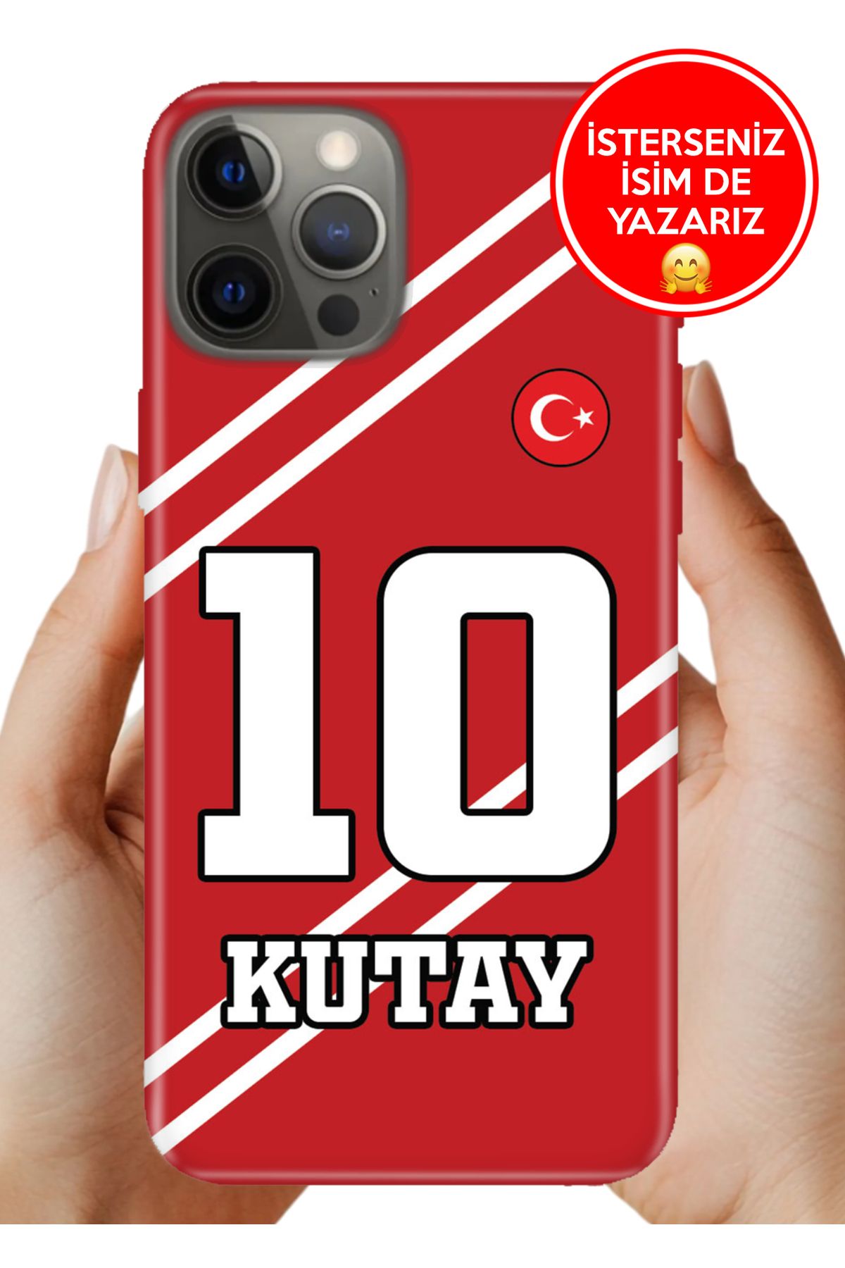 Cekuonline iPhone 12 Pro Max 6.7 5G Kılıf Kişiye Özel İsim Yazılı Forma Tasarım Silikon Çapraz Çizgili
