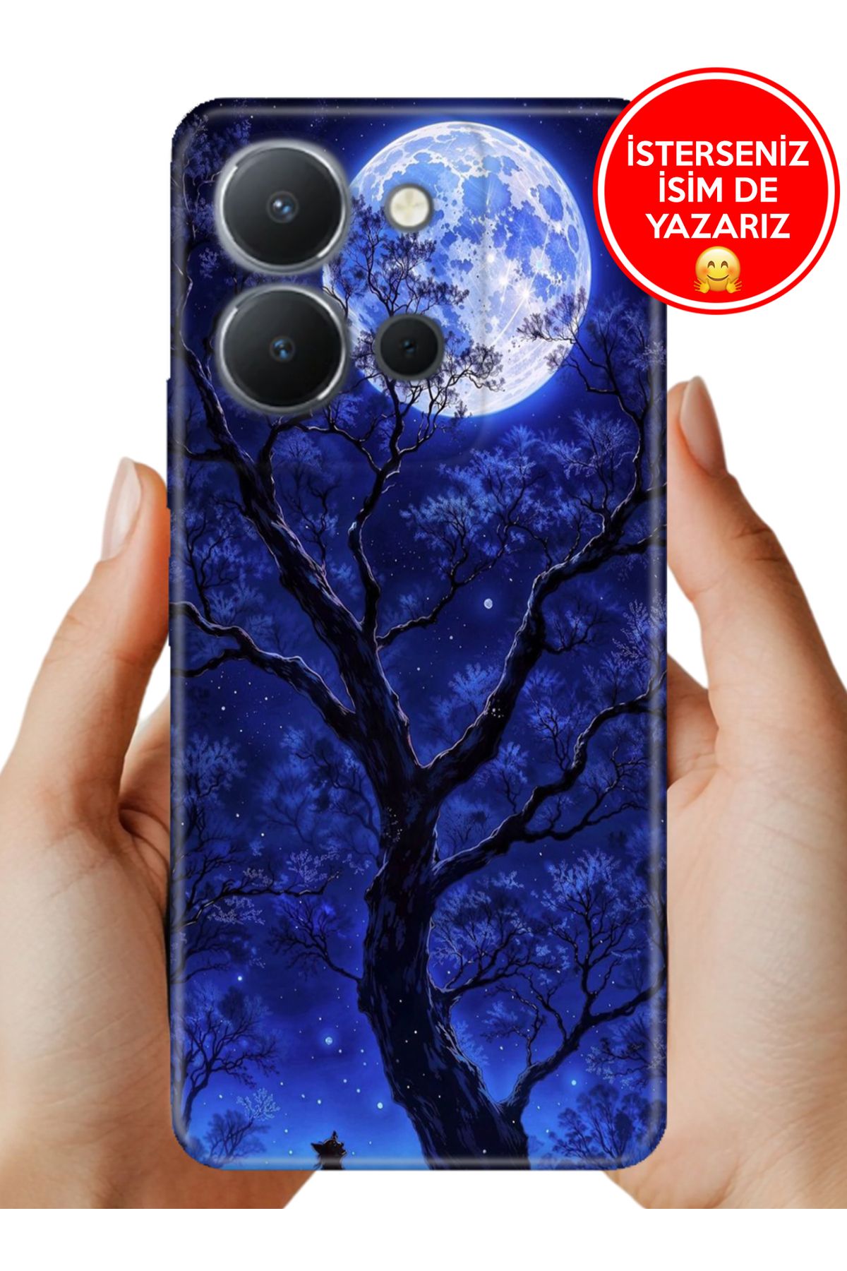 Cekuonline Vivo Y36 Uyumlu Kılıf 6.64" Kamera Korumalı Full Desen Arka Silikon Korkutan Dolunay