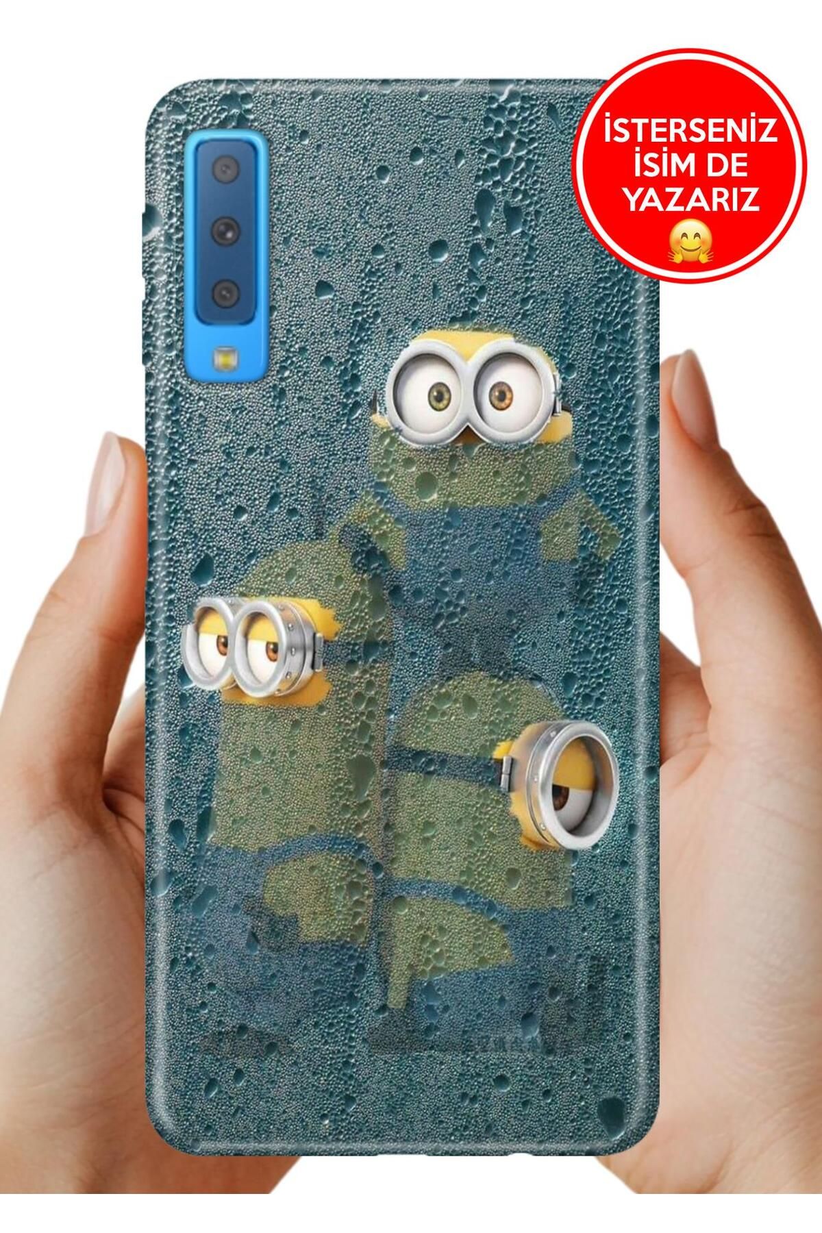 Cekuonline Samsung Galaxy A7 2018 Kılıf Kamera Koruma Vip-Seri Esnek Silikon Minions9120
