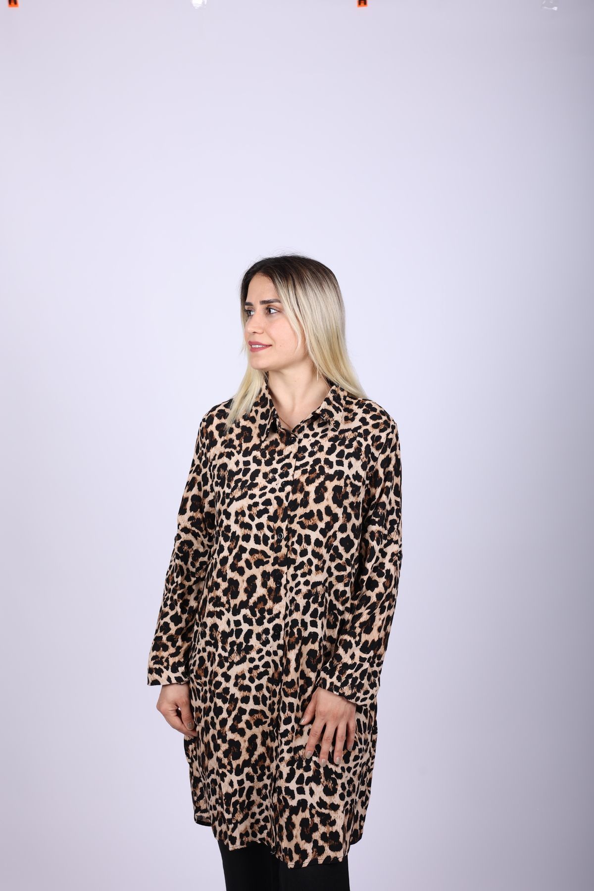 MODA leopar desenli viskon tunik