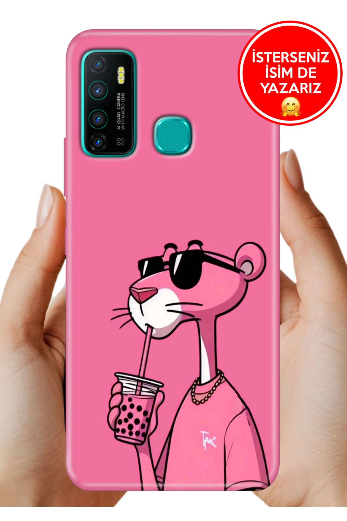 Cekuonline İnfinix Hot 9 Kılıf Hot 9 Desenli İsimli / İsimsiz Silikon PinkPanter