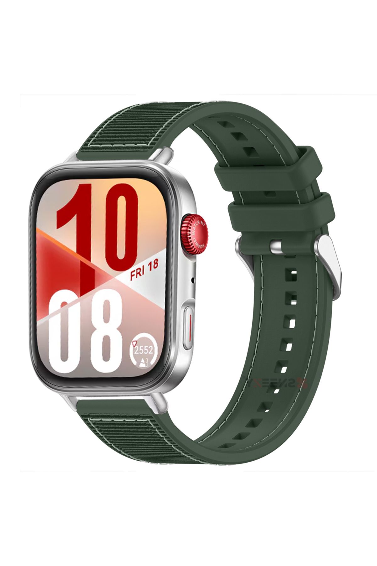 Sneezy Huawei Watch Fit 4 Fit 4 Pro İle Uyumlu Dikiş Desenli Metal Tokalı Dokuma Silikon Kordon