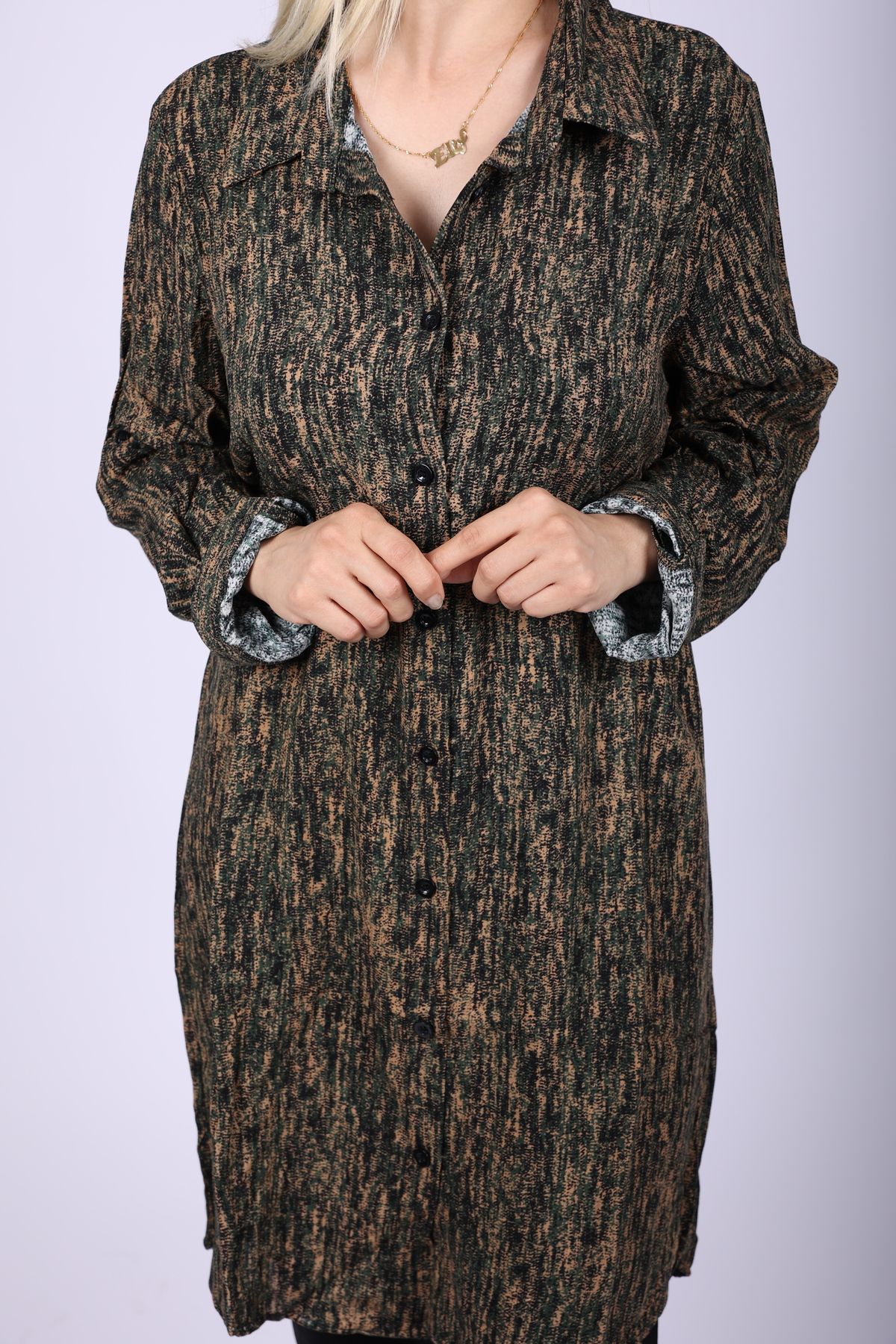 MODA alacalı desenli viskon tunik
