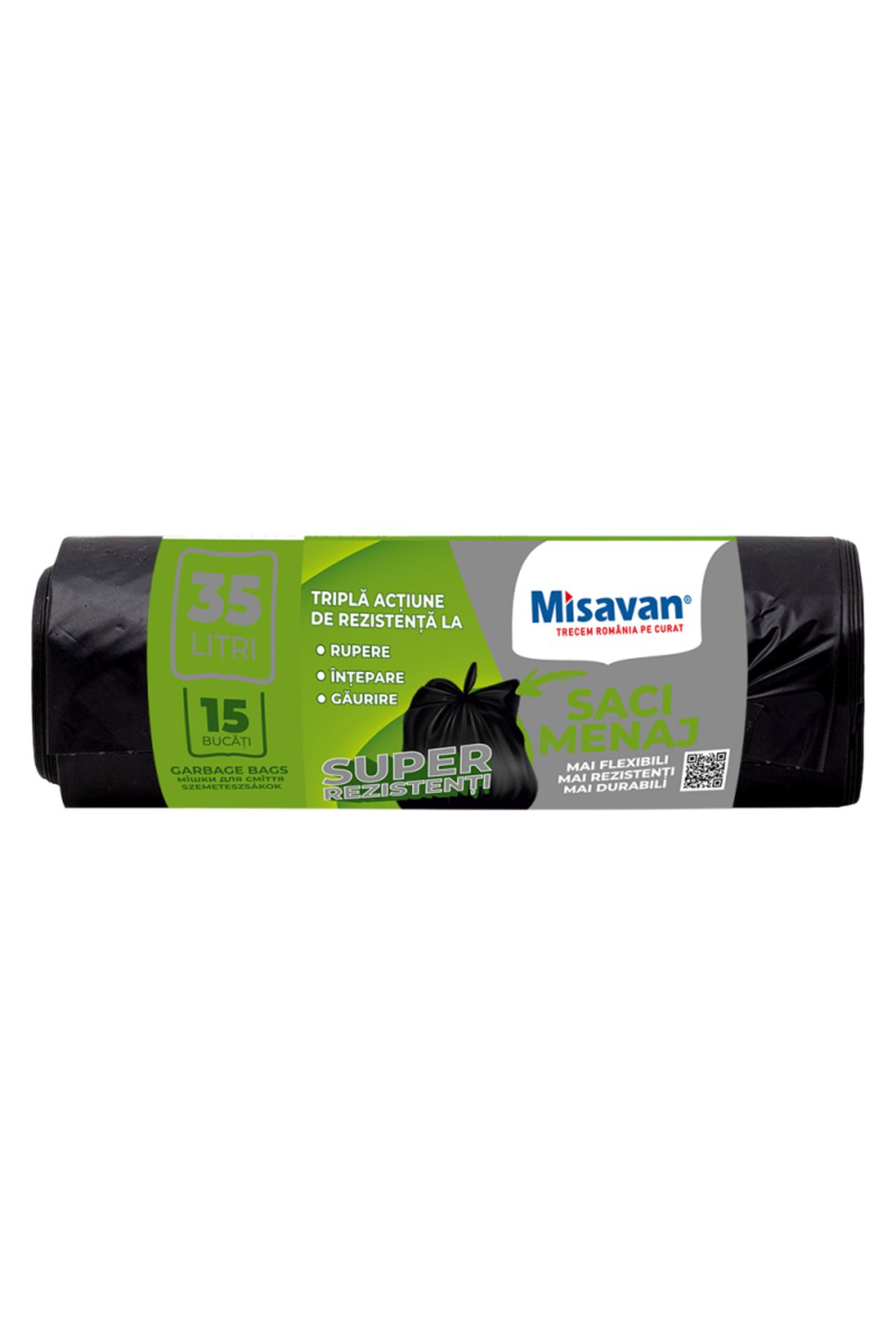 Misavan Saci Menajeri 35l, 15 Buc, Negru - One Size