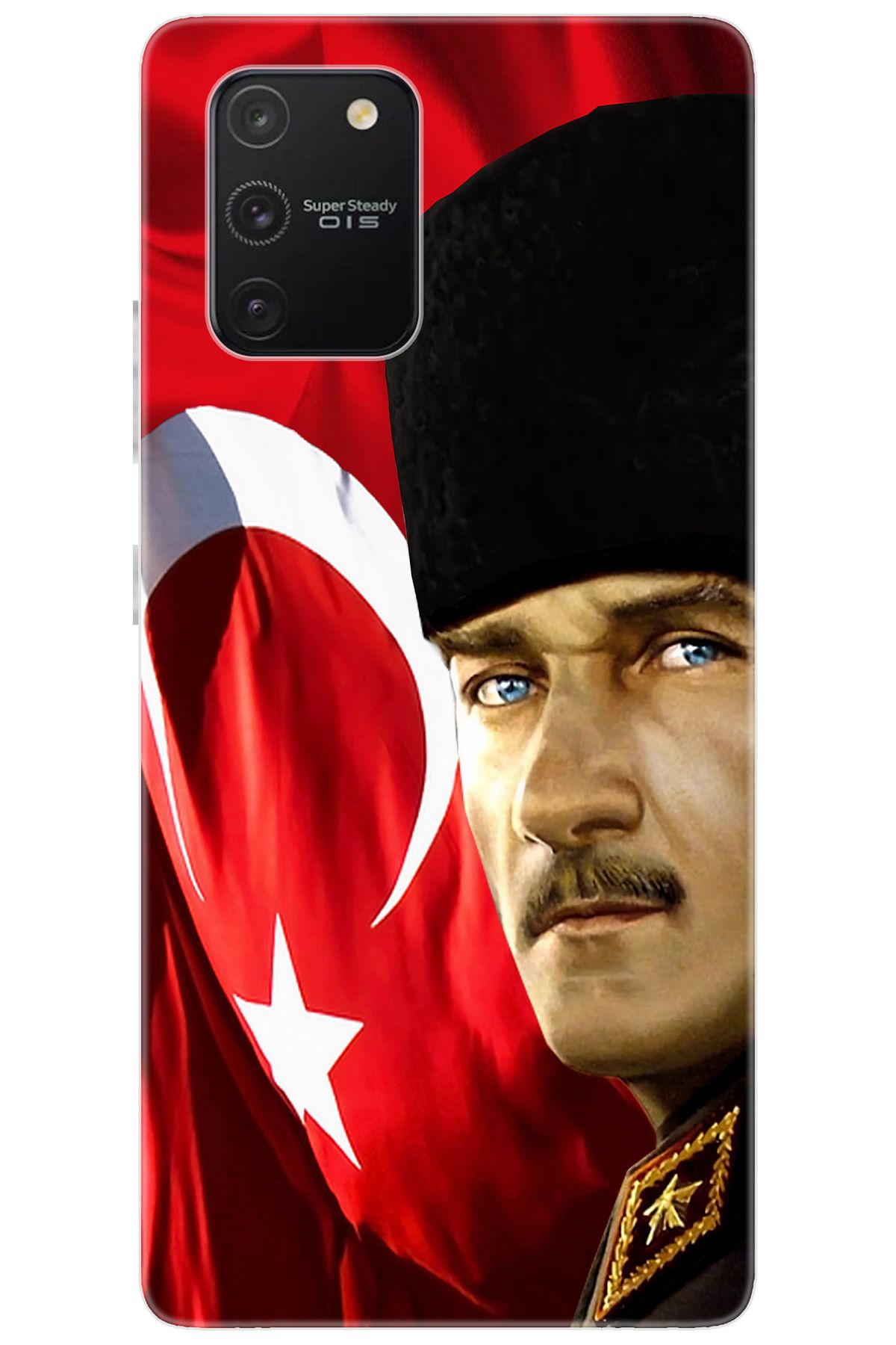 Ceppare Samsung Galaxy S10 Lite (SM-G770F) Uyumlu Kılıf Silikon Atatürk ve Türk Bayrağı STK:726 CP-FTkuG7l