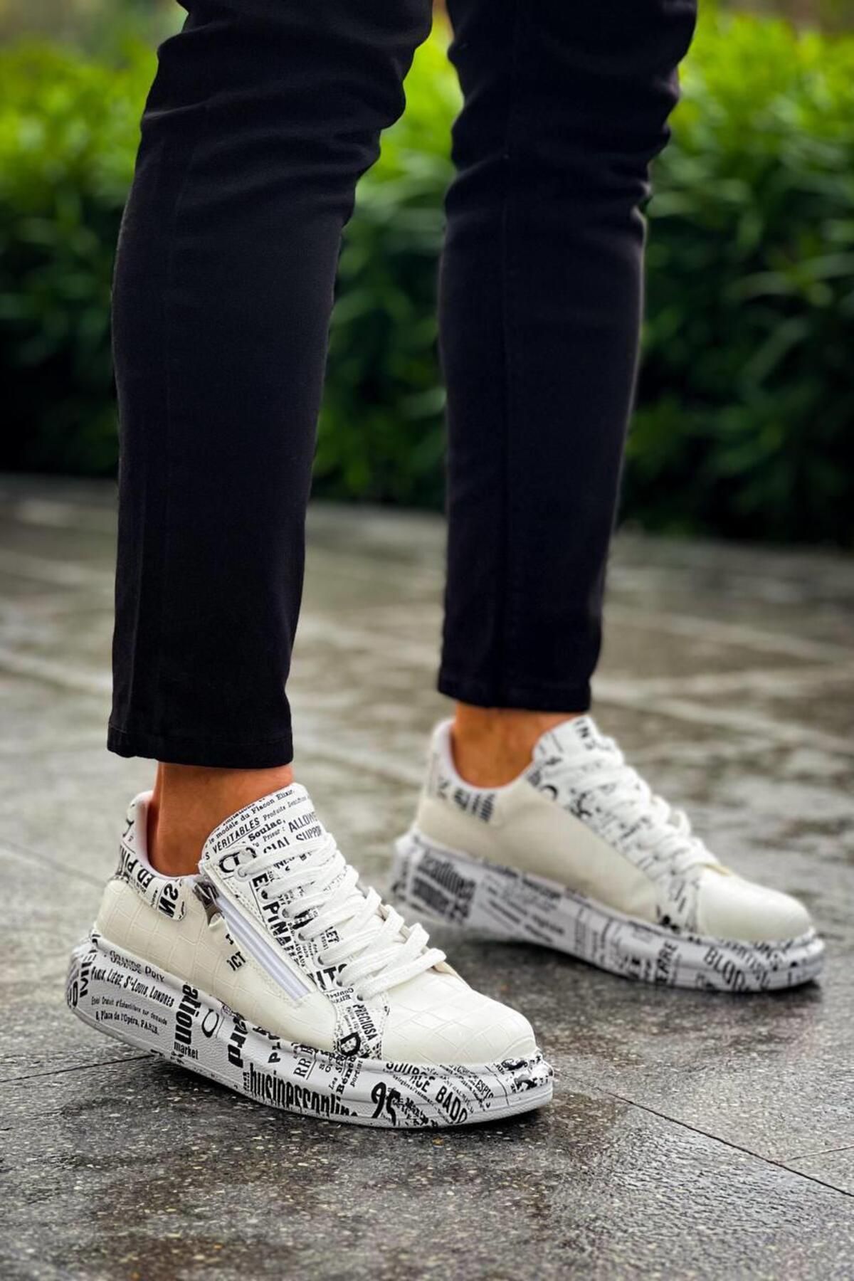 Byshoes KB-02 Kuback Bağcıklı Crocodile Beyaz Gazete Günlük Erkek Ayakkabı