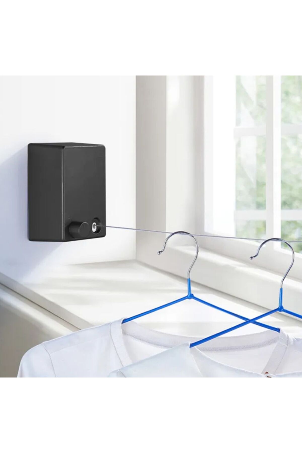 حبل نشر غسيل قابل للسحب لون اسود