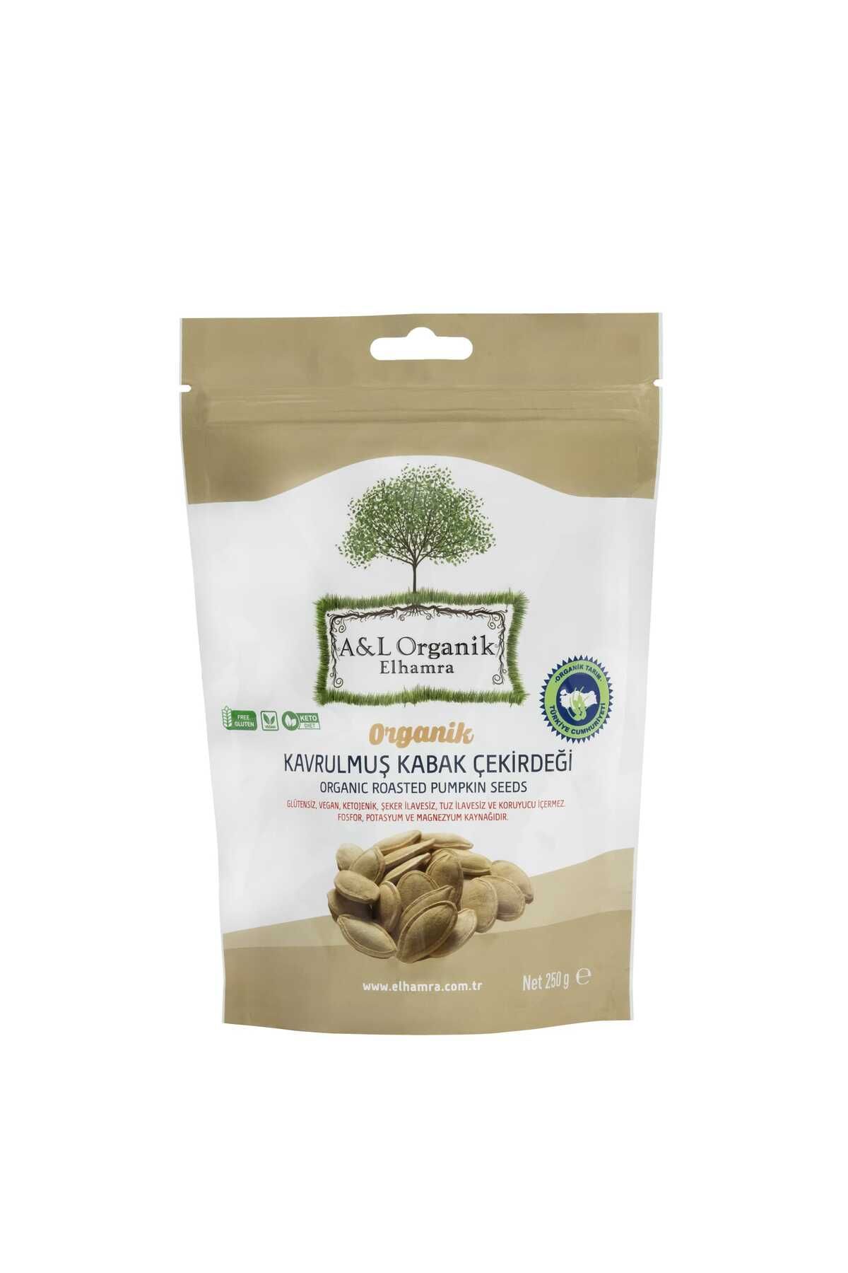 A&L ORGANİK ELHAMRA ORGANİK SERTİFİKALI KAVRULMUŞ YERLİ KABAK ÇEKİRDEĞİ. 250g. GLÜTENSİZ. VEGAN. KETOJENİK. KAPADOKYA.