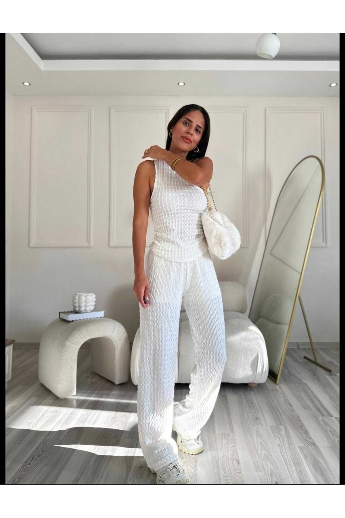 Zirova Fashion Gofre yarım kol alt üst