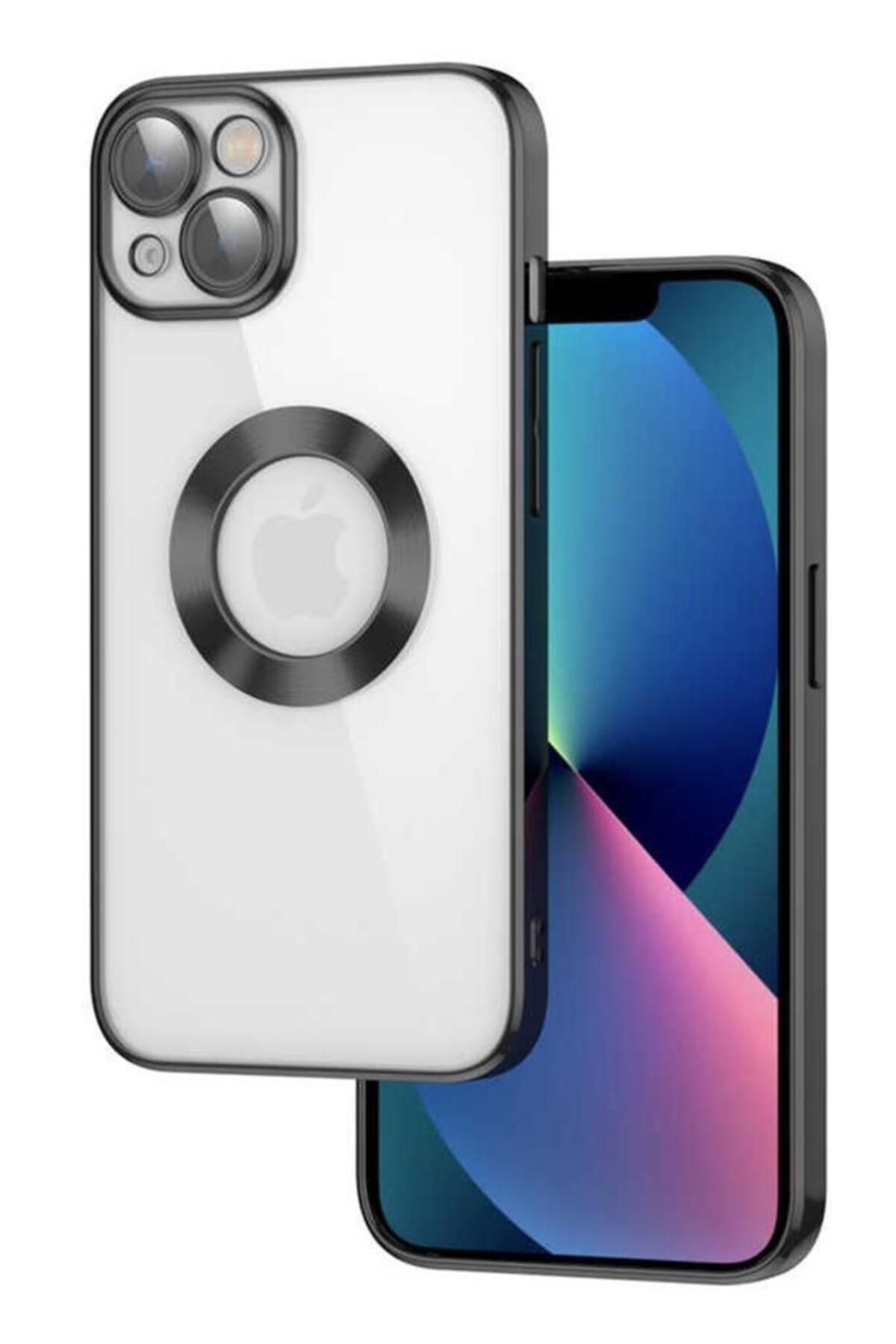 Ceponya Apple iPhone 13 Kılıf Köşeleri Renkli Şeffaf Kamera Korumalı Silikon Luxury Kapak