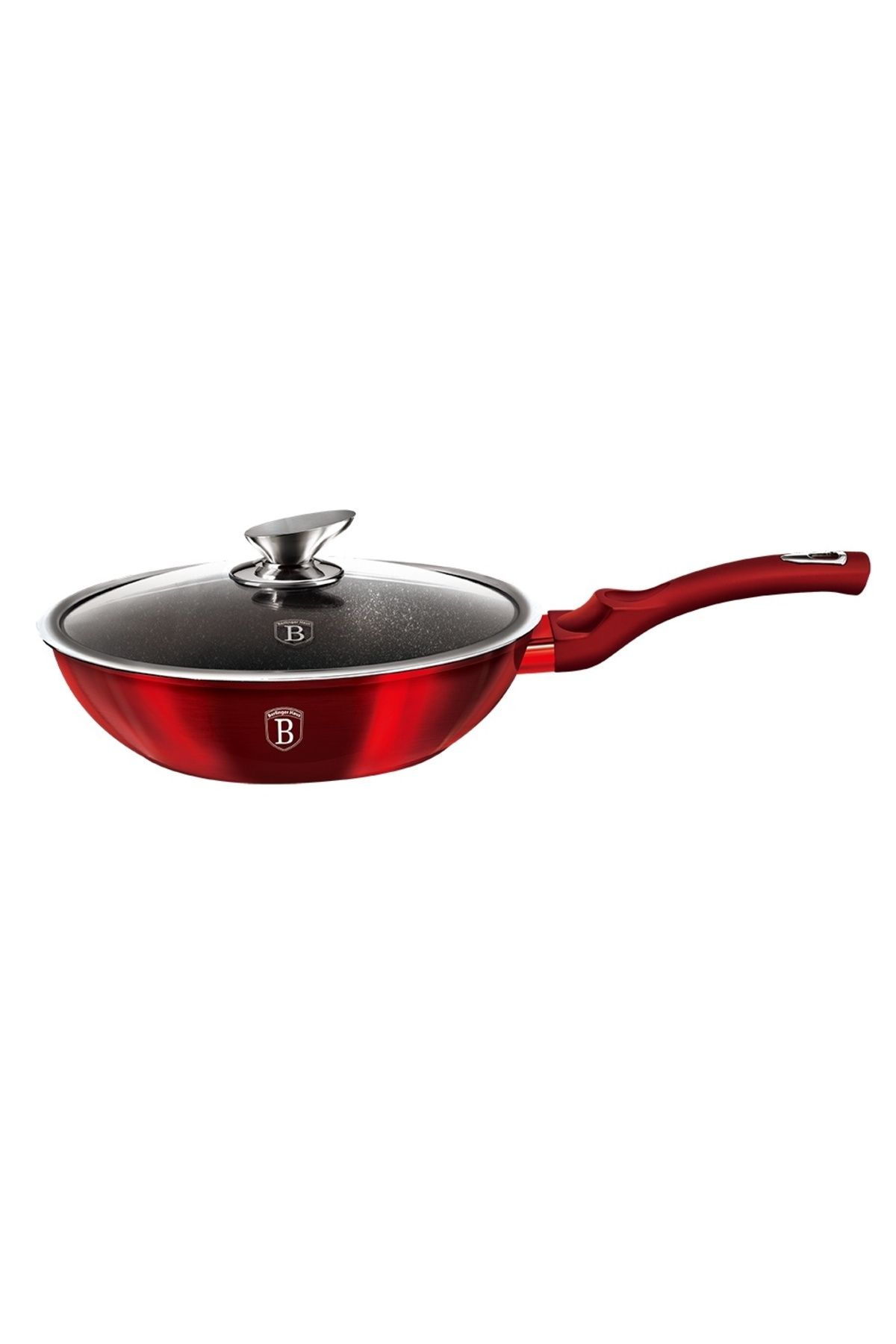 Berlinger Haus Tigaie Wok Cu Capac Cu Suprafata De Marmura 28 Cm Burgundy Metallic Line - One Size