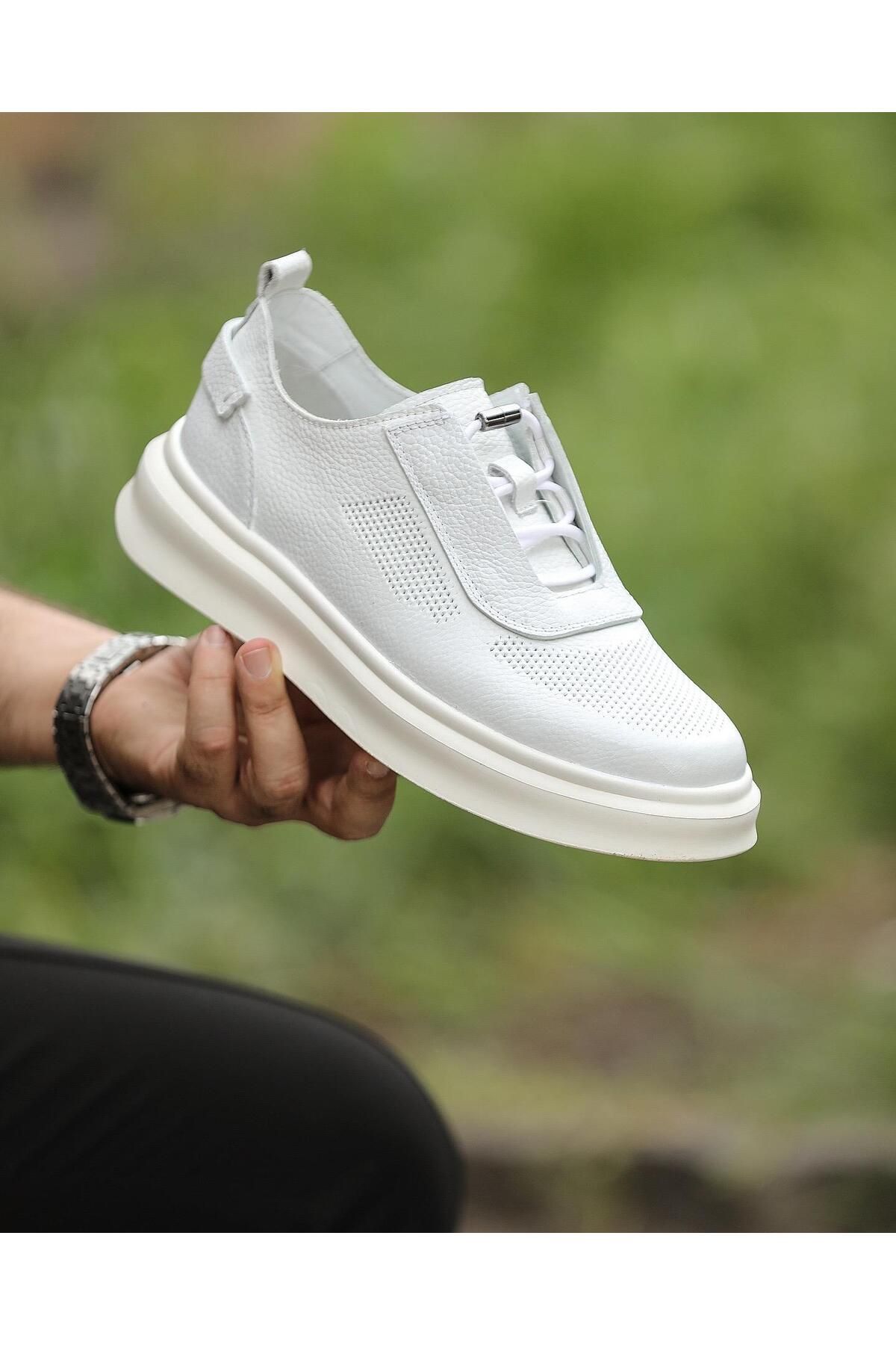ByItallanoshoes WHİTE NAMEL 0058 HAKİKİ DERİ GÜNLÜK ERKEK SNEAKER AYAKKABI