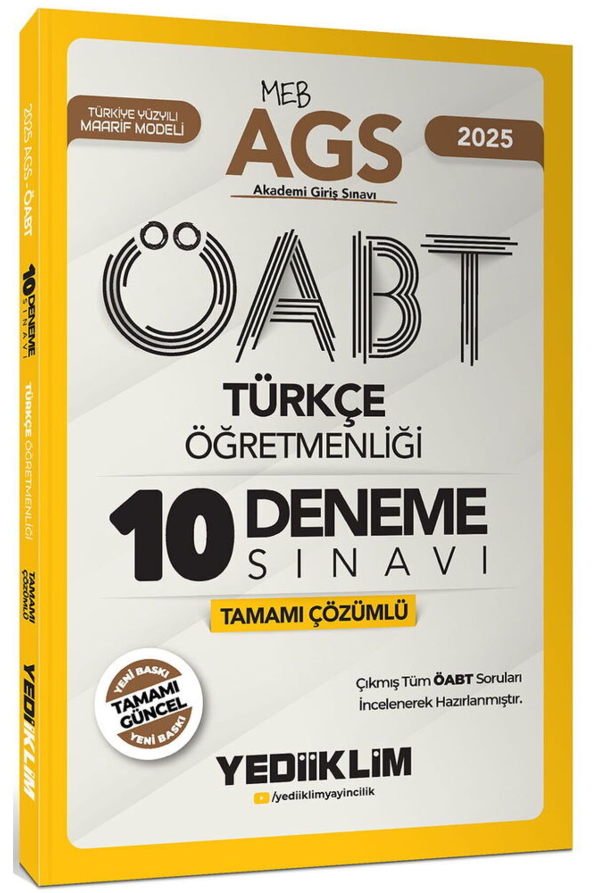 Yediiklim Yayınları Yediiklim 2025 MEB AGS ÖABT Türkçe Öğretmenliği Tamamı Çözümlü 10 Deneme Sınavı