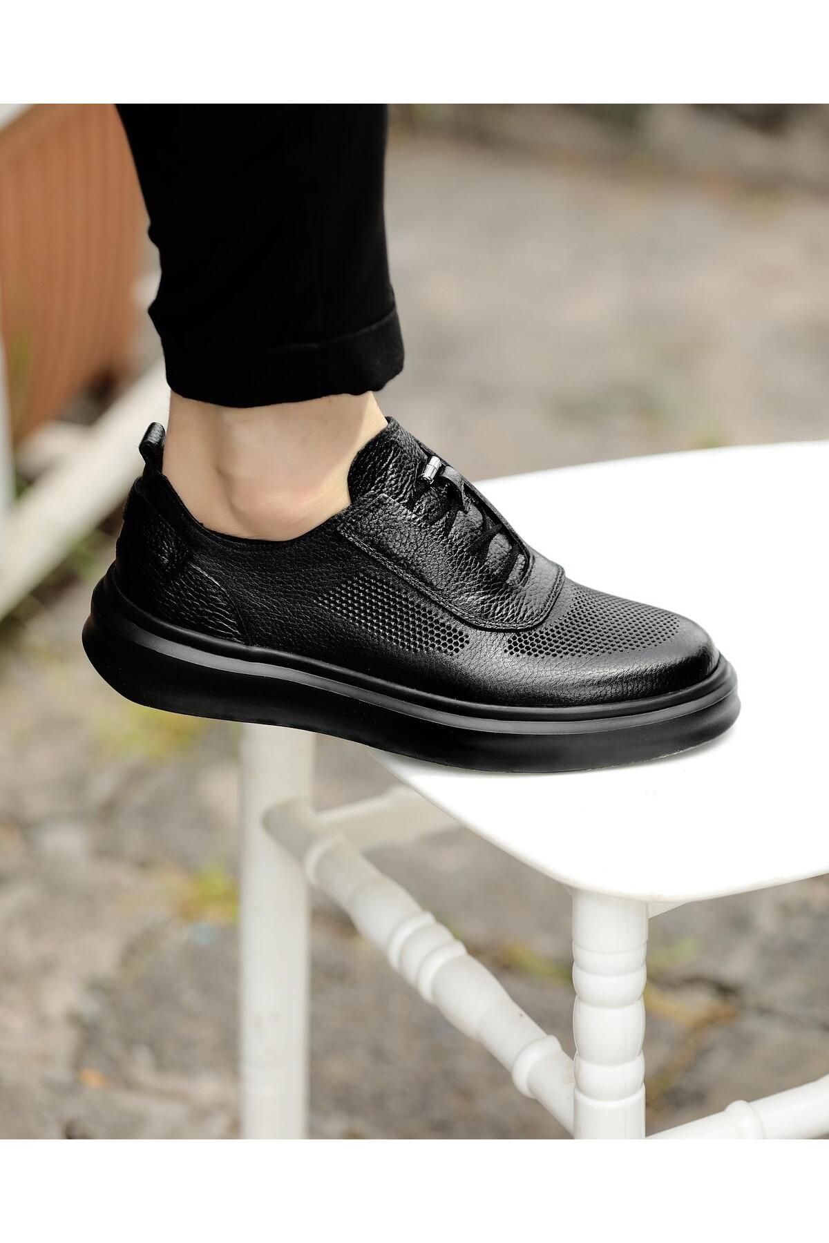 ByItallanoshoes BLACK NAMEL 0058 HAKİKİ DERİ SİYAH GÜNLÜK ERKEK SNEAKER AYAKKABI