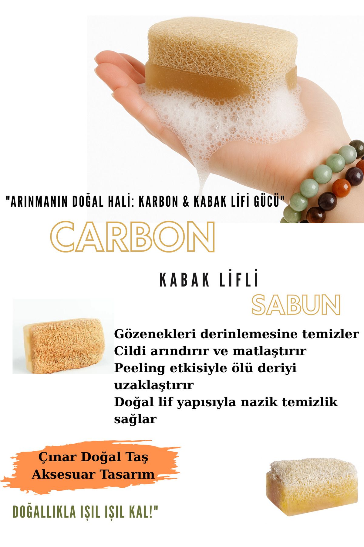 Doğal Tasarım Carbon Kabak Lifli Sabun – Peeling Etkili, Gözenek Temizleyici-Karbon