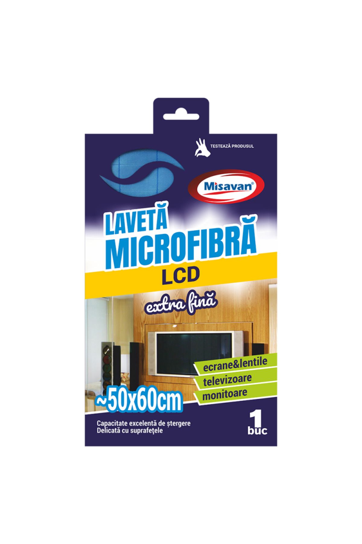 Misavan Lavetă Din Microfibră Pentru Ecrane Lcd, 60 X 50 Cm, 1 Buc. - One Size
