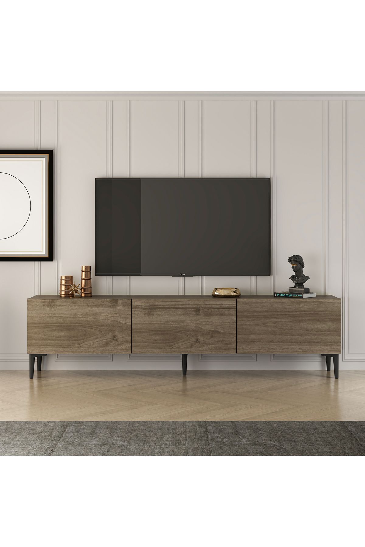 WOODORA DESİNG EST TV SEHPASI-AYAKLI-150cm CEVİZ