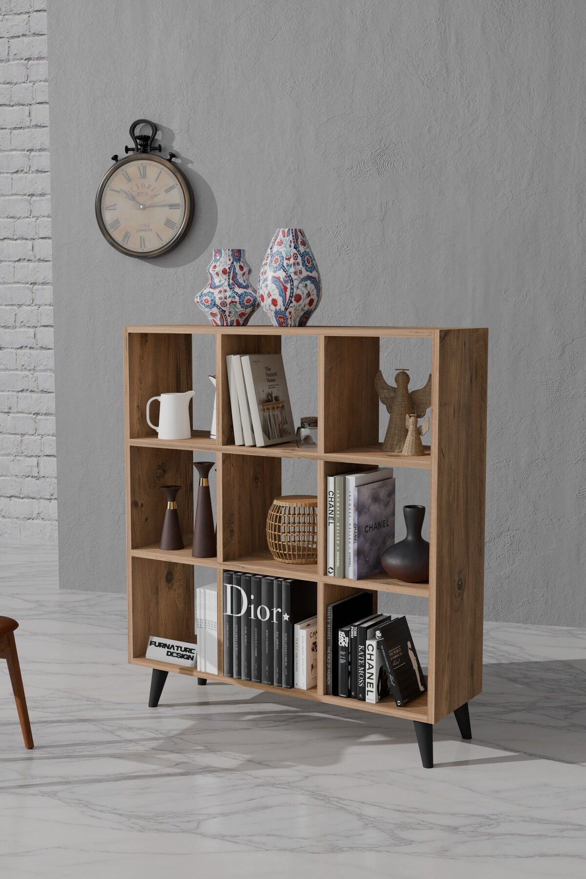 CMKStore Hub 9 Gözlü Kitaplık Dekoratif Çok Amaçlı Raf 9 Raflı Kitaplık