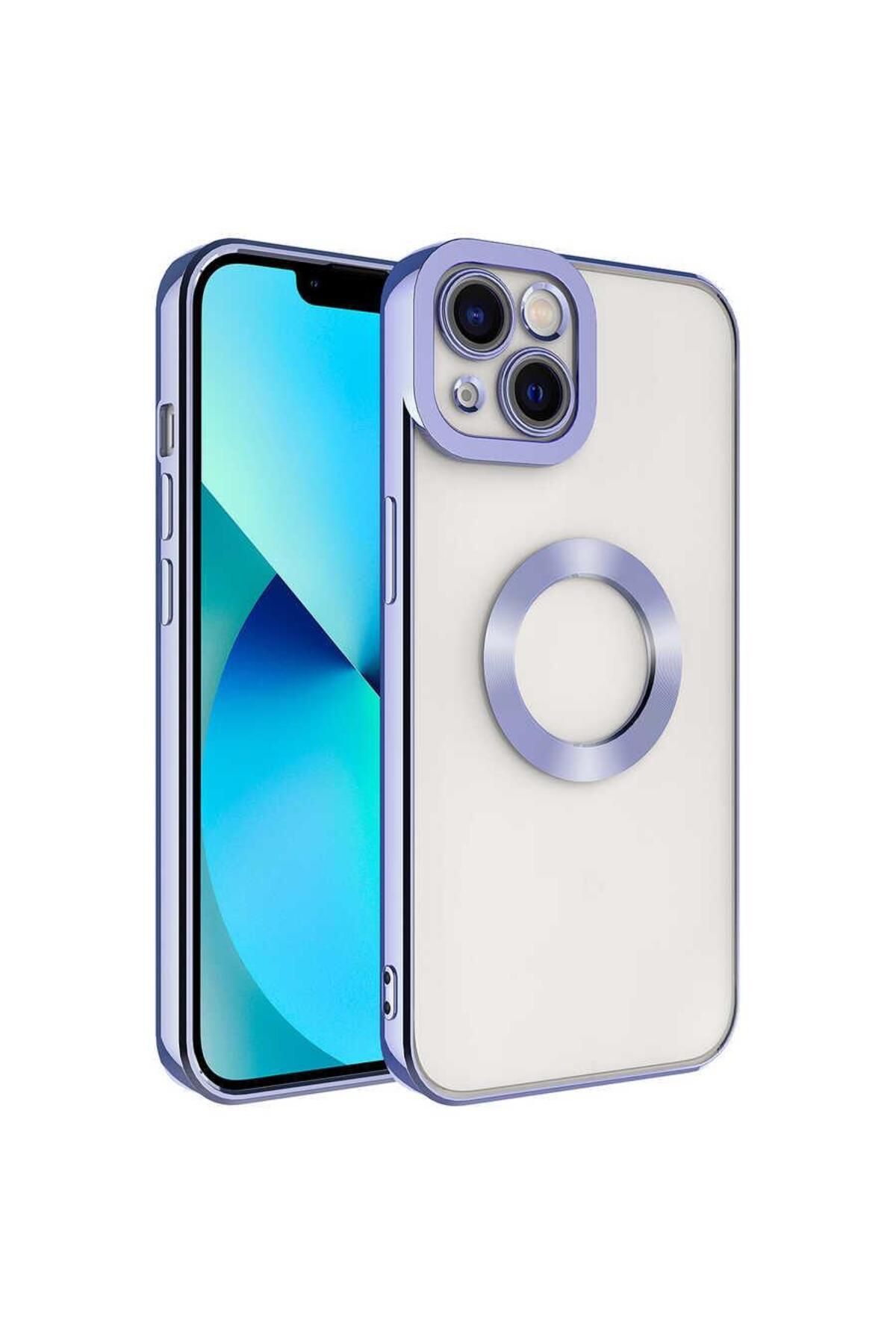 Ceponya Apple iPhone 13 Kılıf Köşeleri Renkli Şeffaf Kamera Korumalı Silikon Luxury Kapak