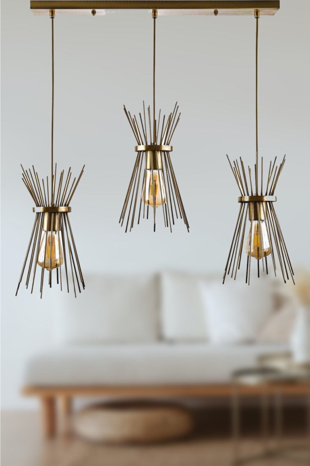 Modern Retro Living Room - Kitchen - Cafe Design Sequential Aged Color Hedgehog 3 Chandelier