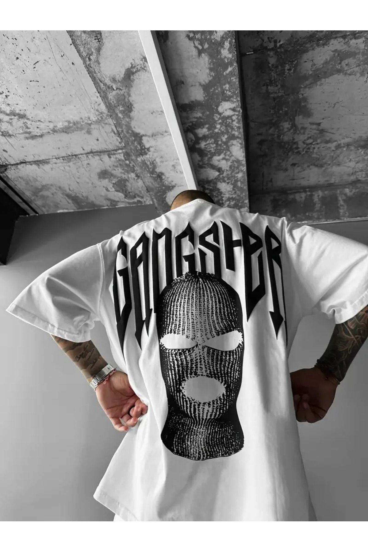 LAND MODA Erkek Açık Gösteren Gotik Kapüşonlu Rahat Sokak Kısa Kollu T-Shirt