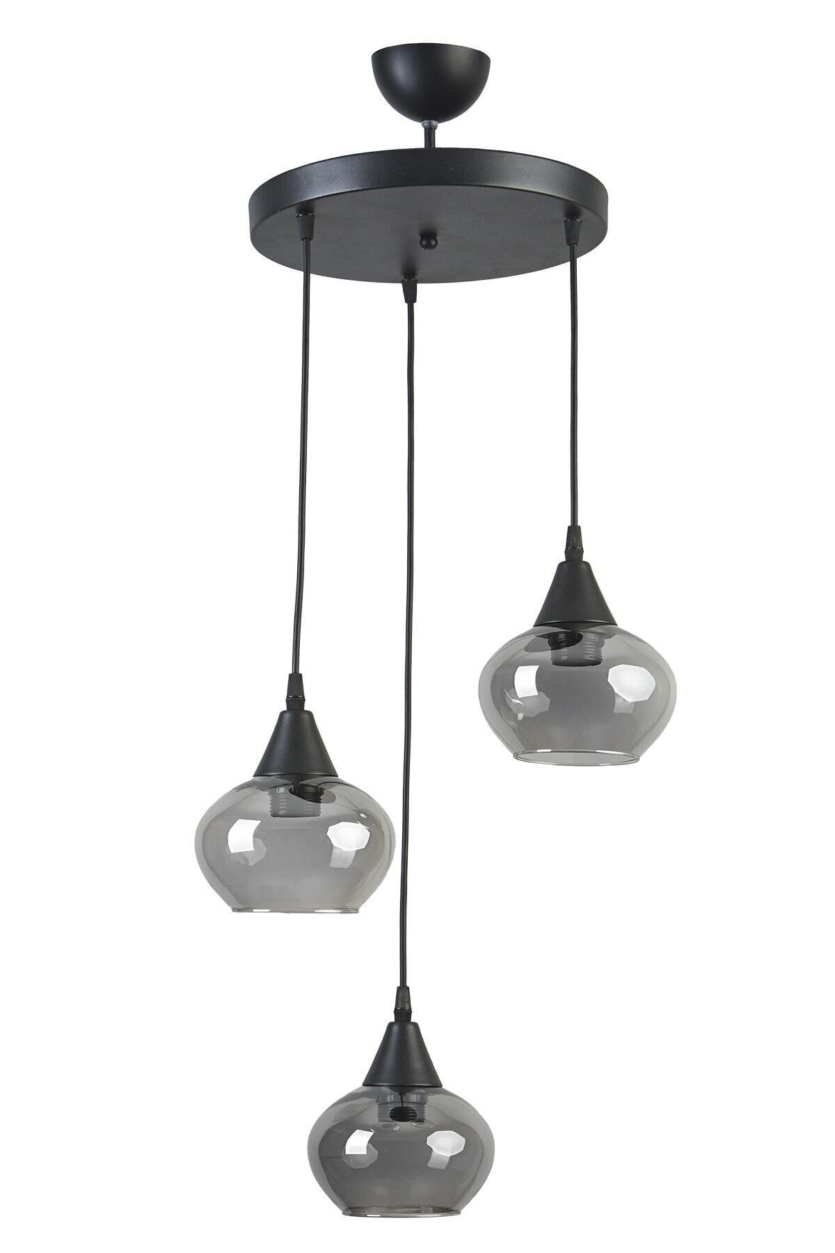 Kerry Modern Design Cafe-Kitchen-Living Room 3-Piece Chandelier with Black Color Smoked Glass