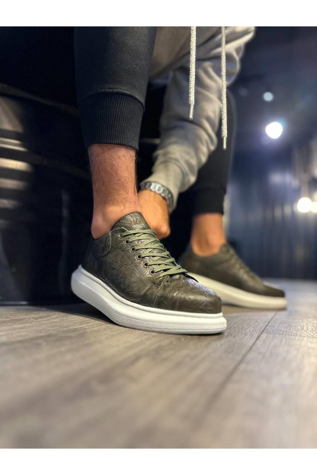Byshoes Knack Yüksek Taban Günlük Ayakkabı 044 Haki (Desenli)