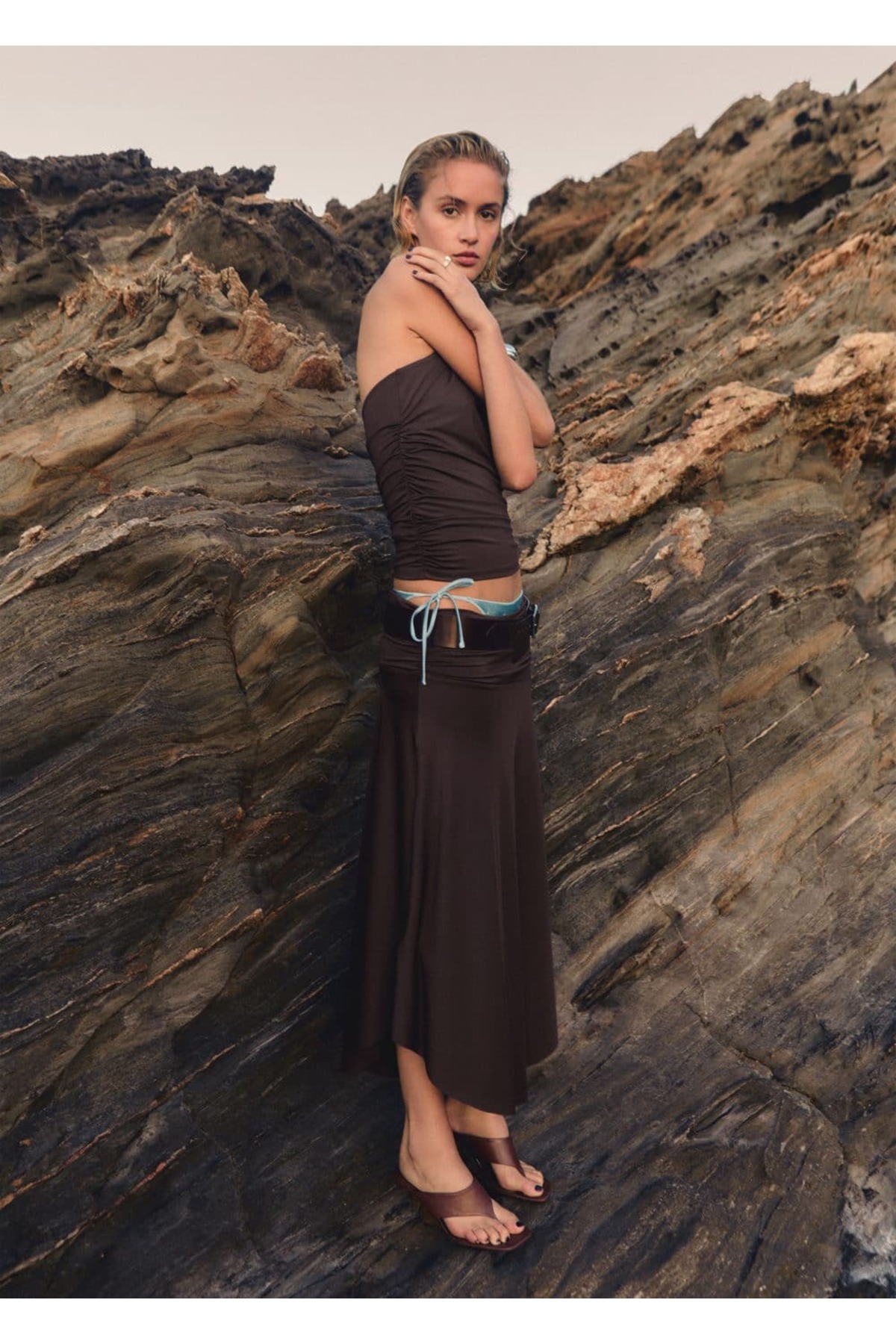 Drapeli midi boy etek