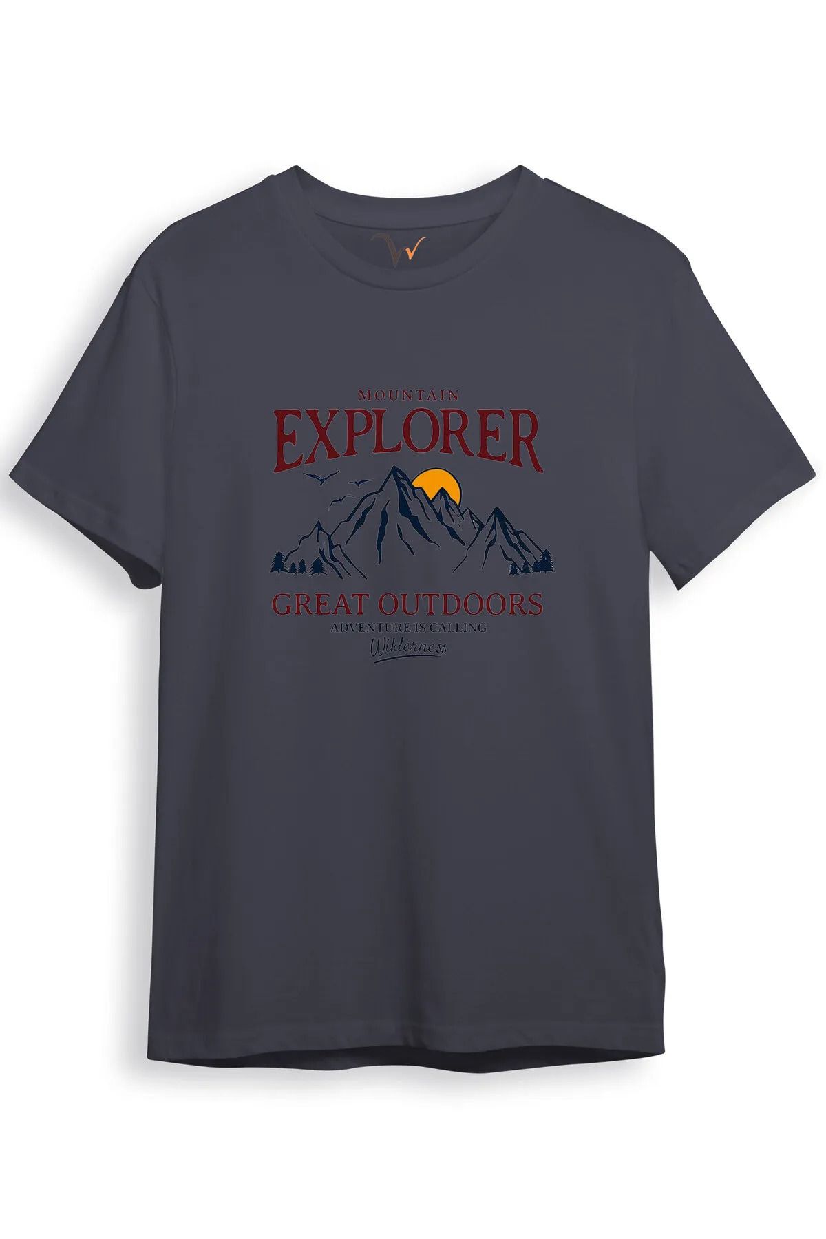joyyfashion Mountain Explorer Dağcı Gezgin-Araştırmacı Regular Fit %100 Pamuk Bisiklet Yaka T-shirt