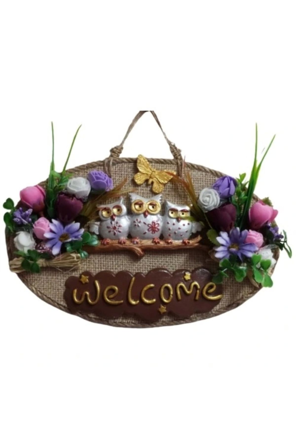 ShopNova Baykuş Ailesi Welcome Yazılı Kapı Süsü