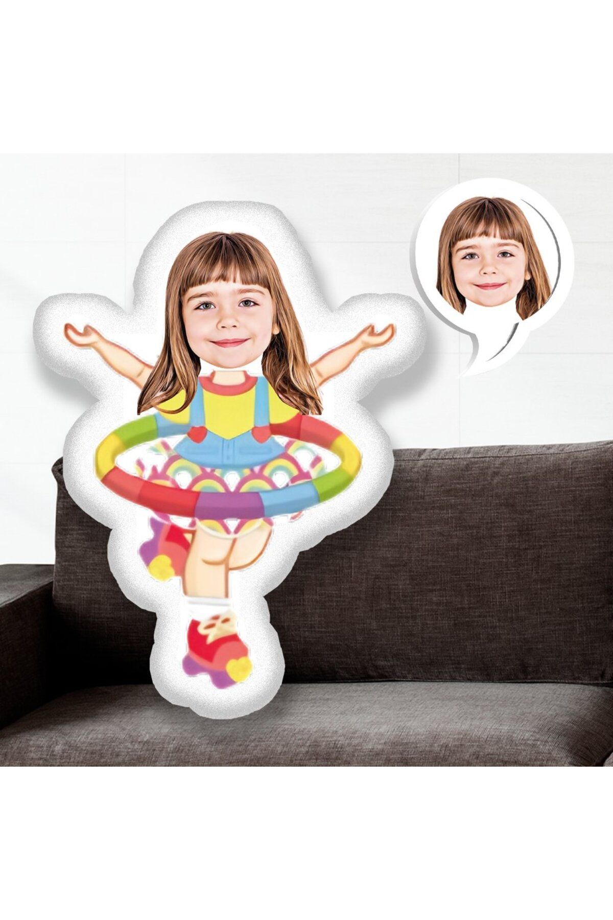 EJOYA Kişiye Özel Fotoğraflı Minik Patenci Yastık 30 cm