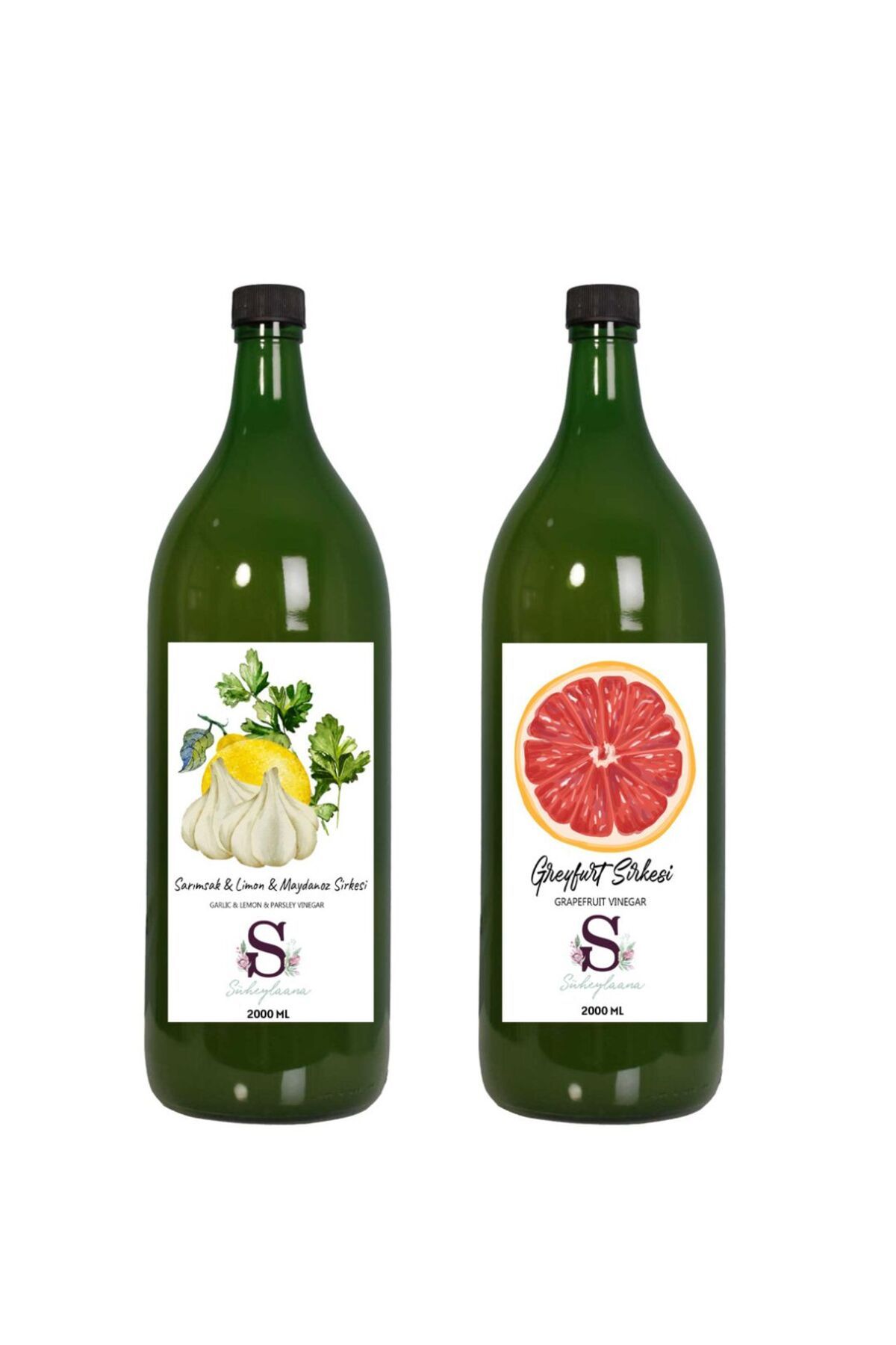 Süheylaana Doğal Sarımsak & Limon & Maydanoz Sirkesi 2000 Ml - Doğal Greyfurt Sirkesi 2000 Ml