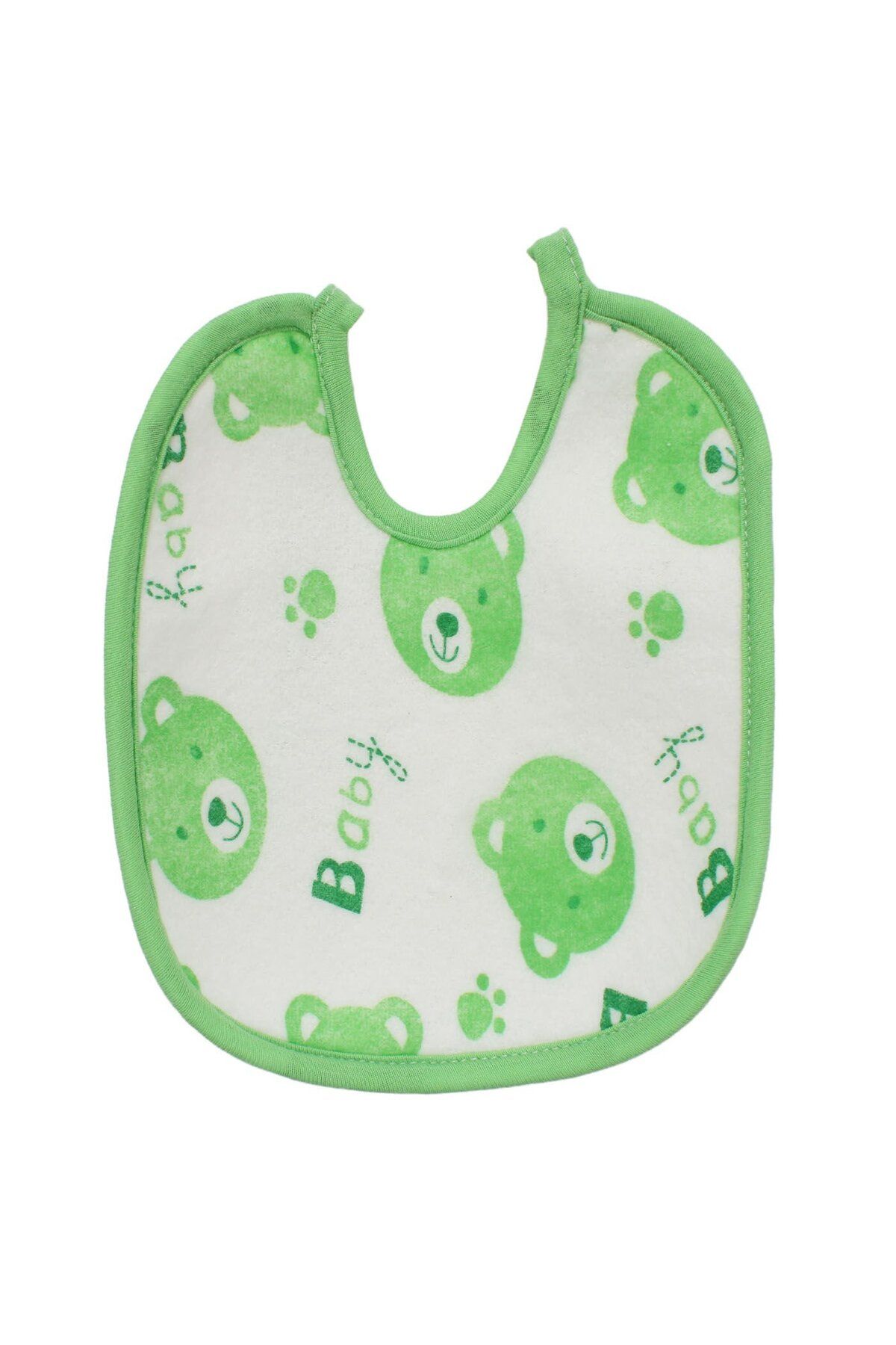 bebegen Unisex Yeşil Baby Ayı Desenli Havlu Su Geçirmez Önlük
