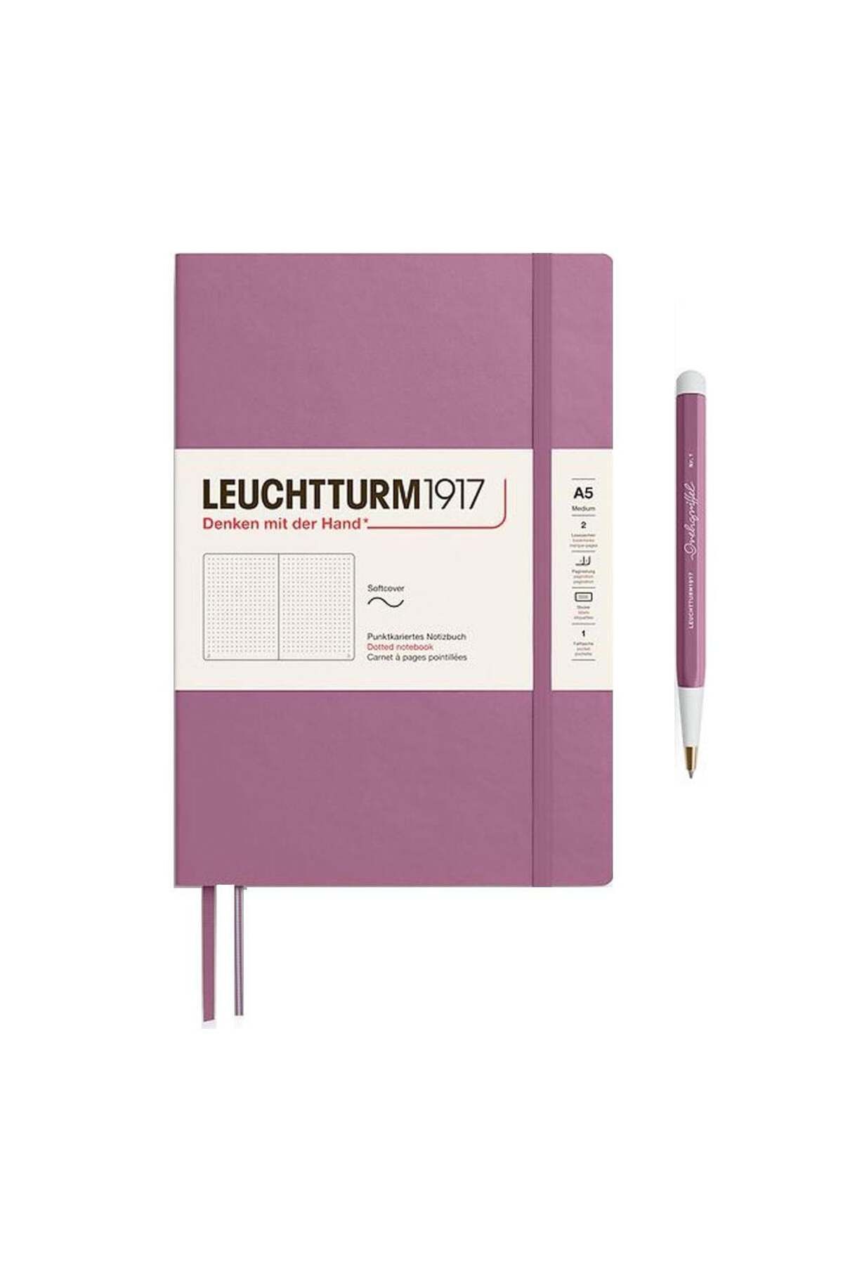 Leuchtturm1917 2025 Colors Orta Boy (A5), Yumuşak Kapak, 123 Sayfa, Noktalı Defter Dusty Rose 372201