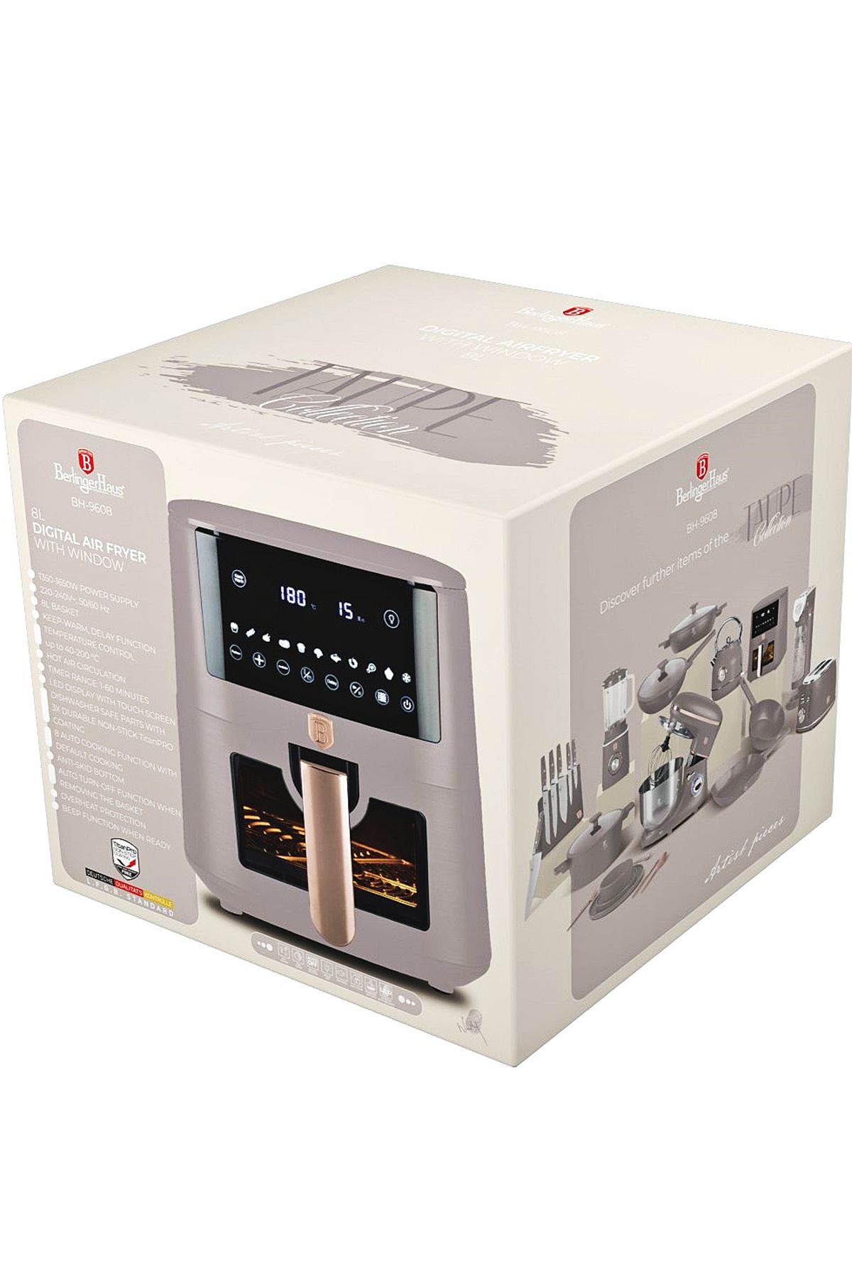 Berlinger Haus-Friteuză cu aer cald, digitală, cu LCD, programe și temporizator, 8 l, colecție Taupe 6